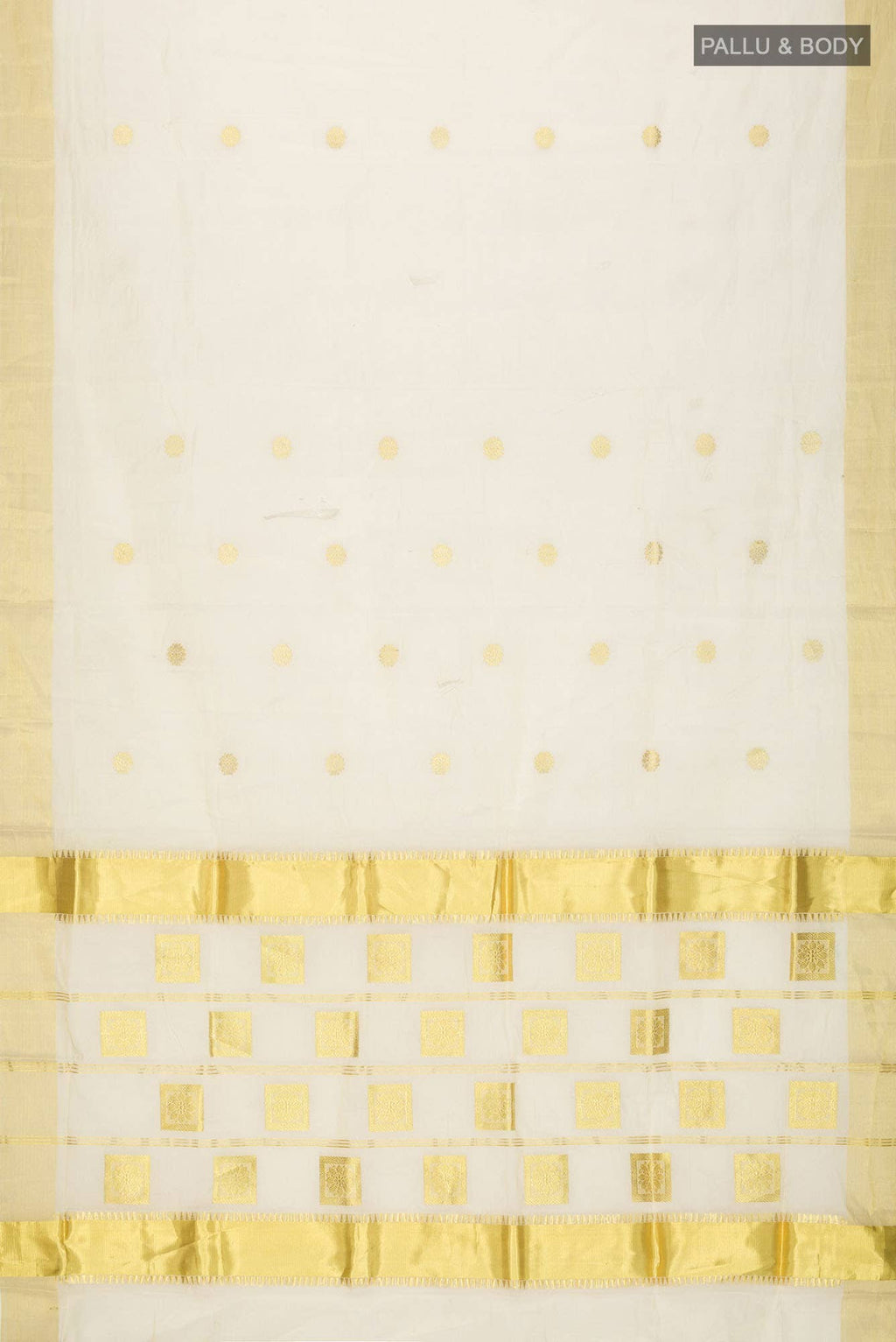 Cream with Gold Dual Tone Kerala Cotton Saree