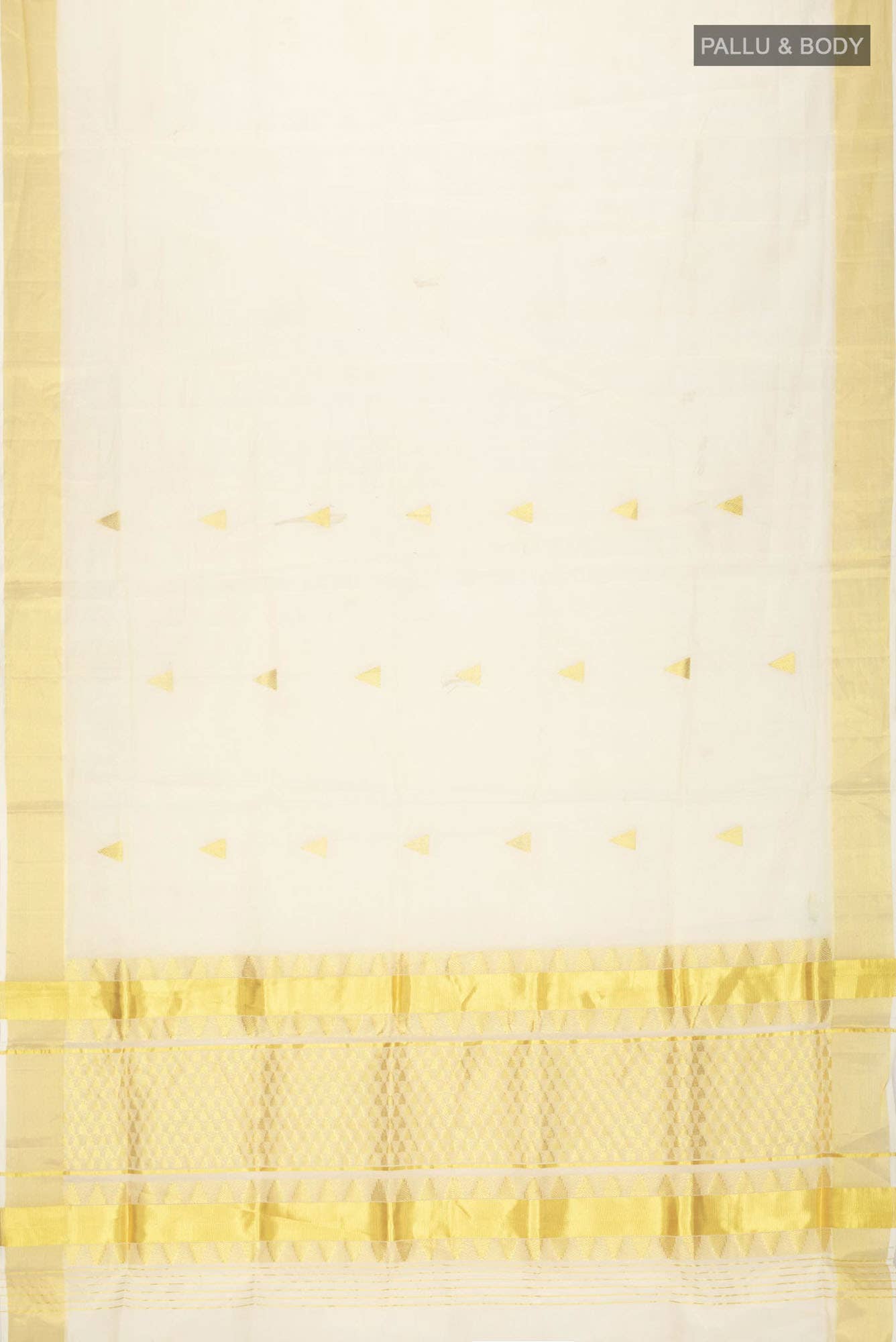 Cream with Gold Dual Tone Kerala Cotton Saree