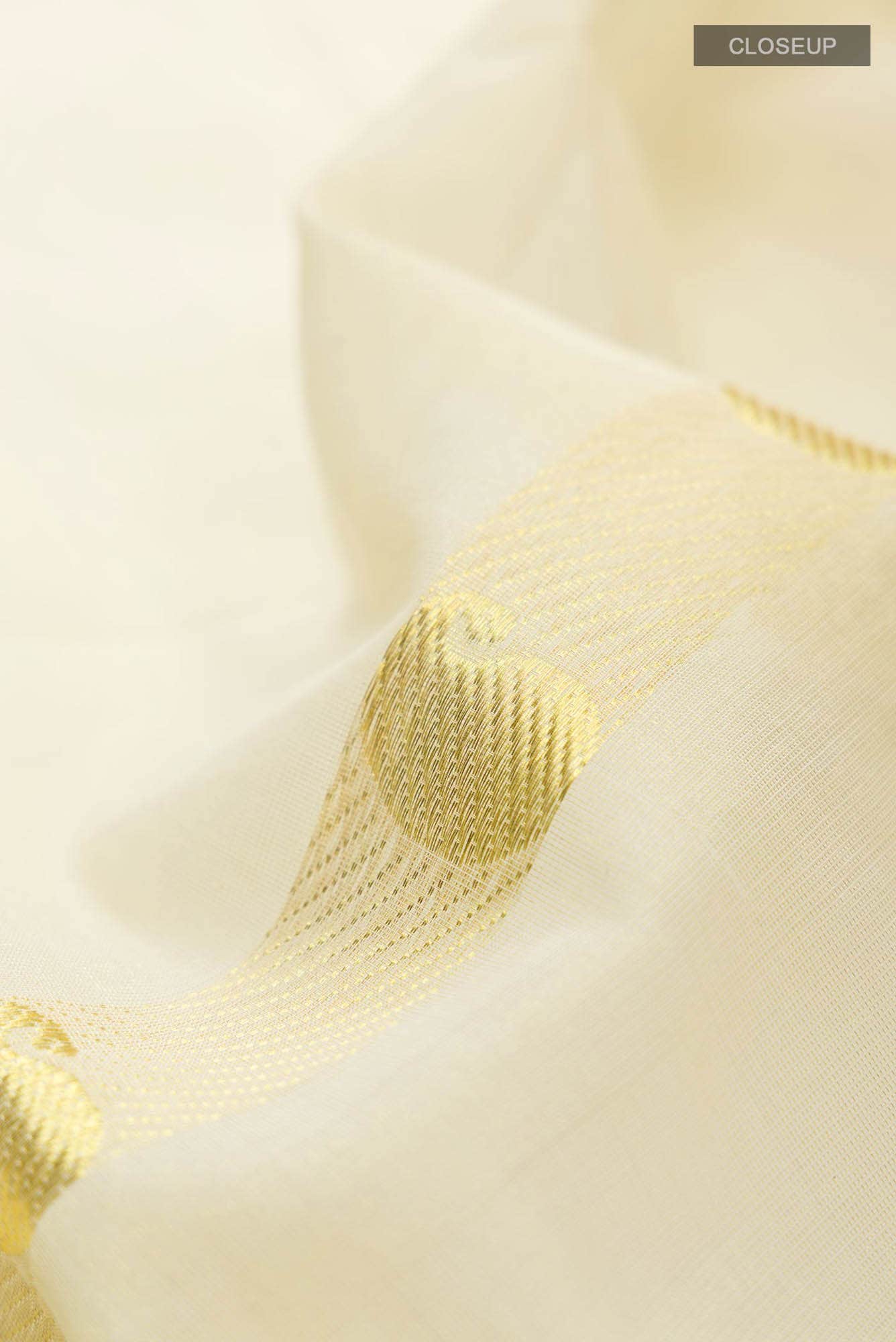 Cream with Gold Dual Tone Kerala Cotton Saree