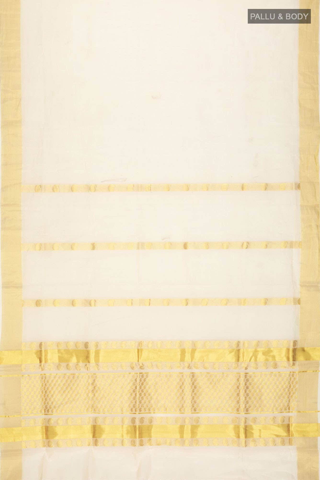 Cream with Gold Dual Tone Kerala Cotton Saree