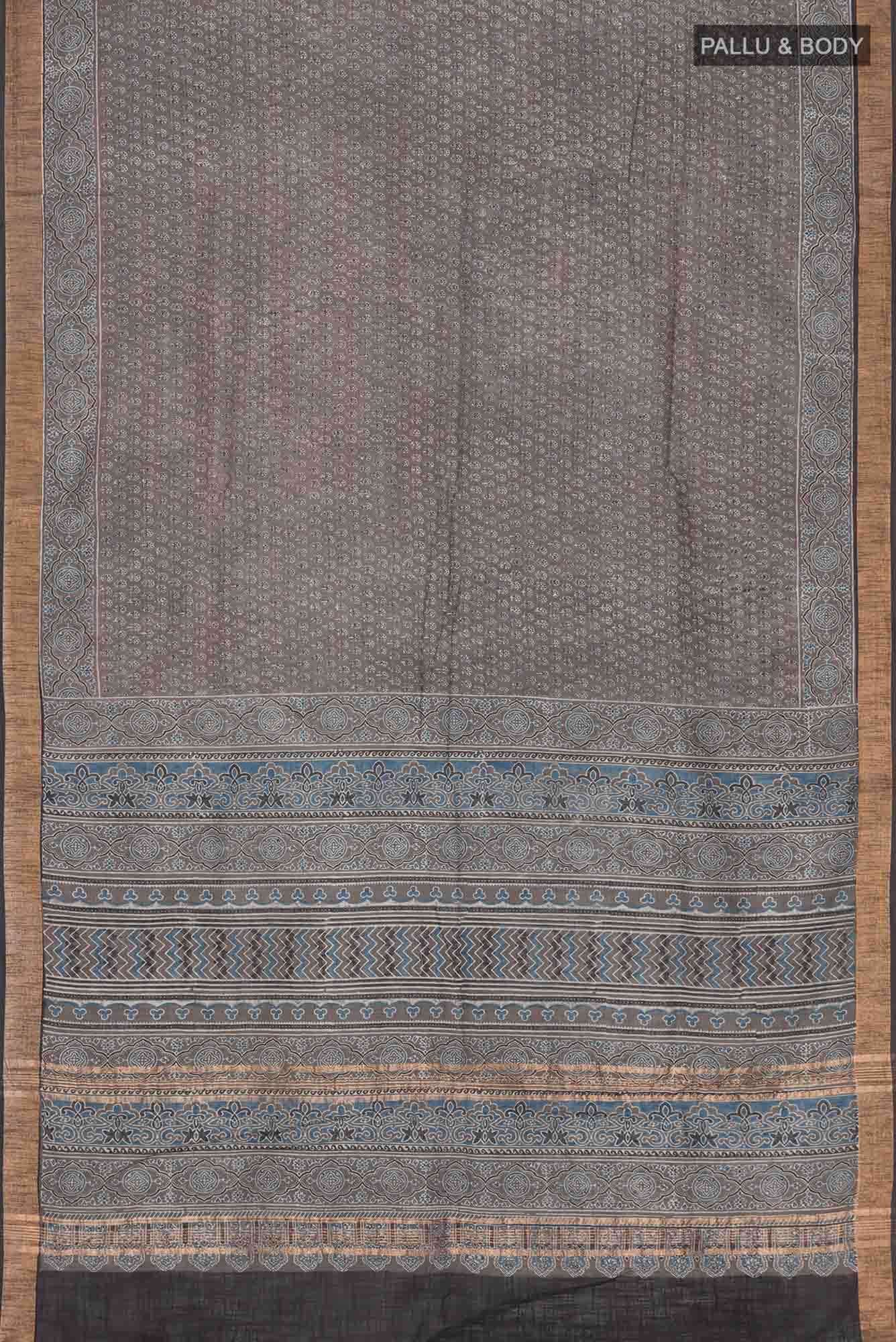 Grey Linen Cotton Saree