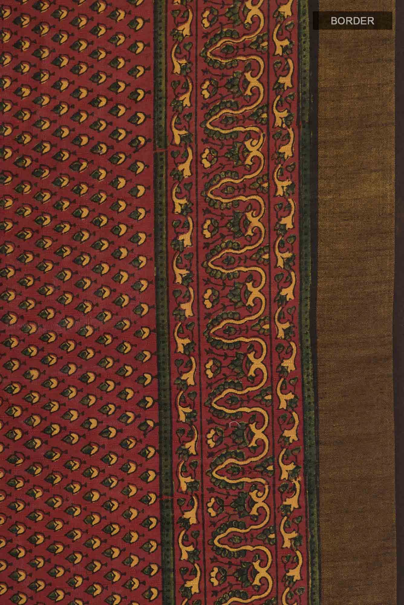 Maroon Tussar Silk Saree