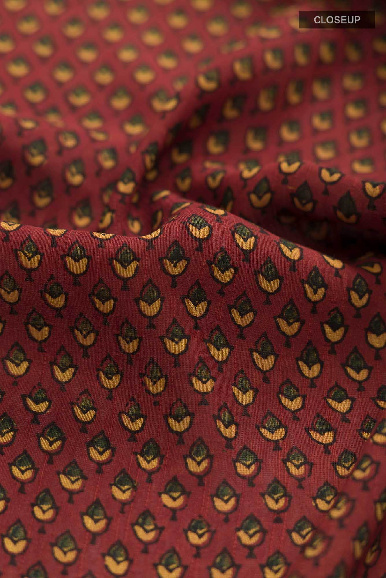Maroon Tussar Silk Saree