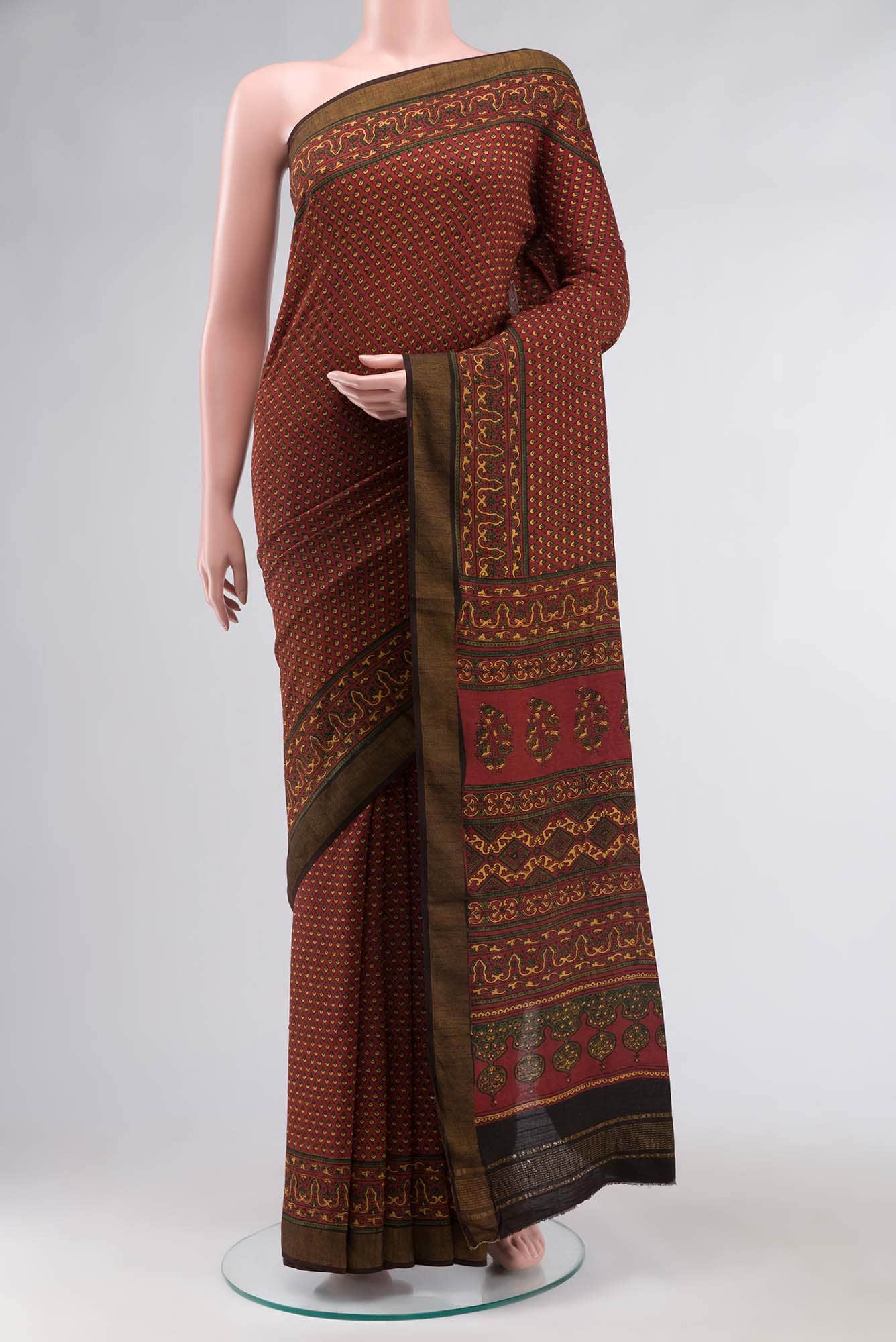 Maroon Tussar Silk Saree