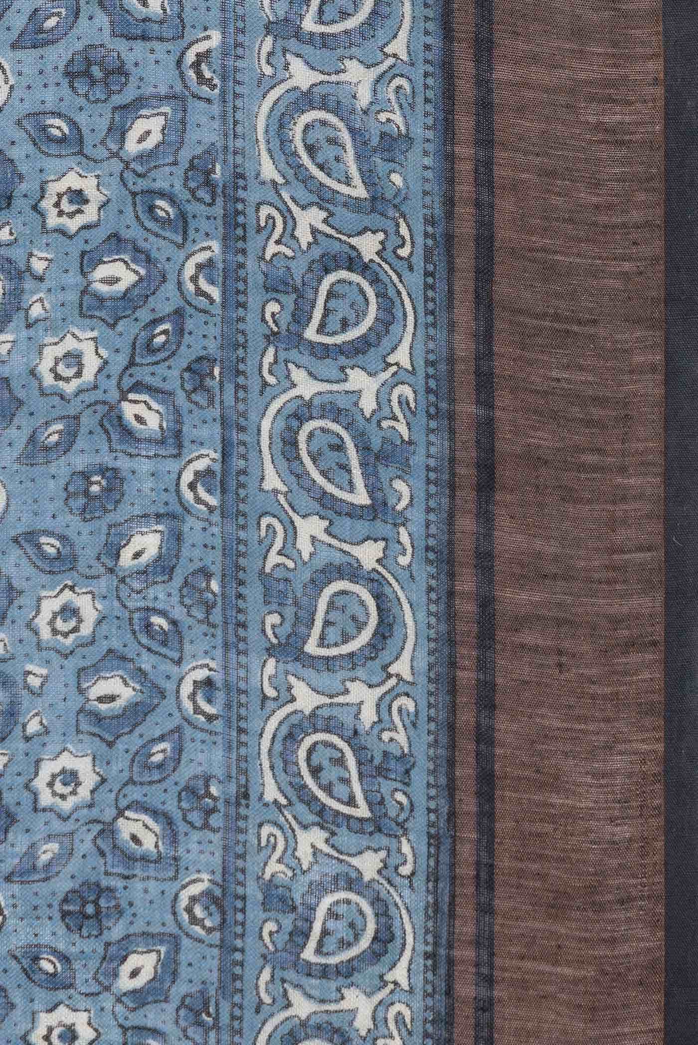 Light Blue Dual Tone Tussar Silk Saree
