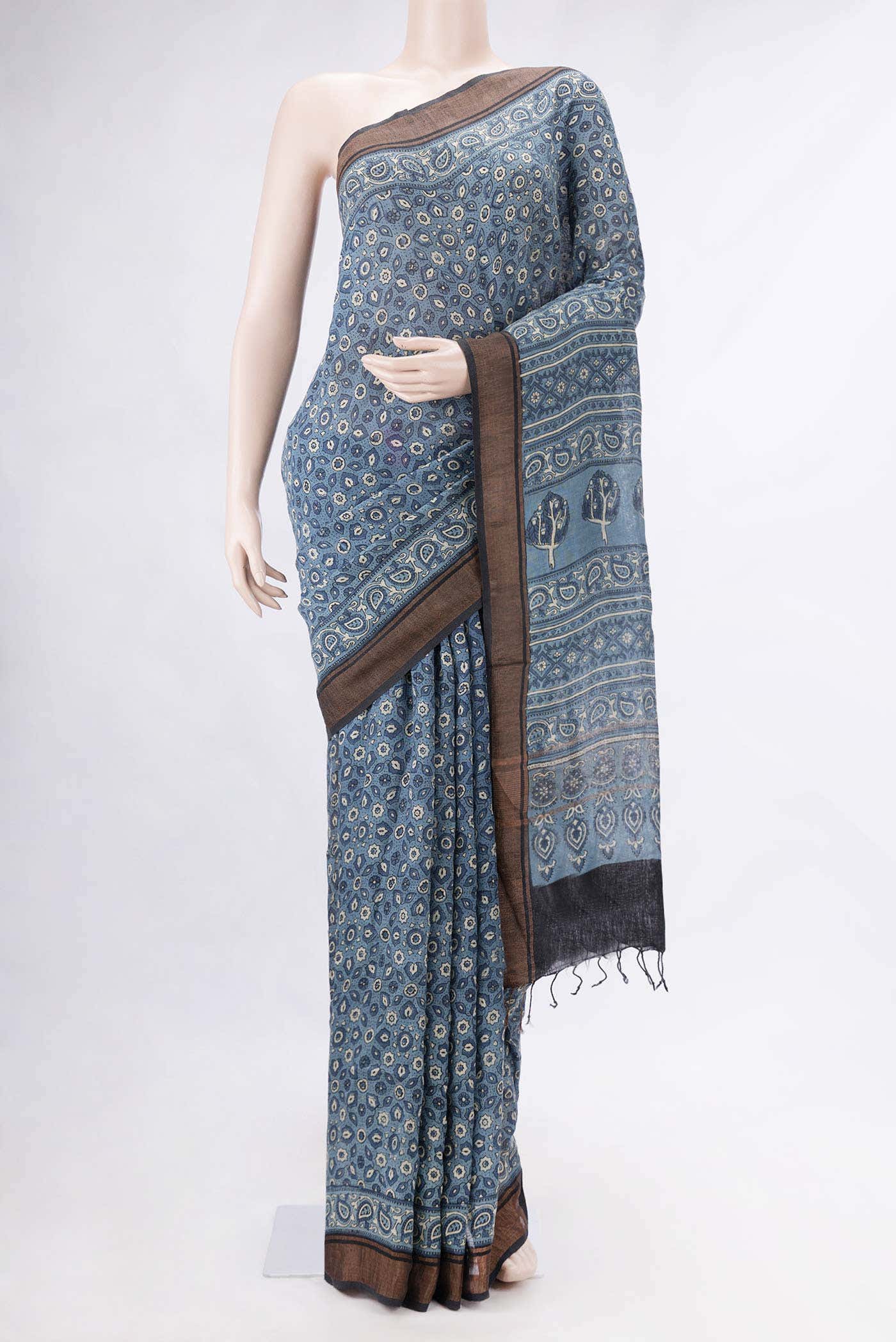 Light Blue Dual Tone Tussar Silk Saree
