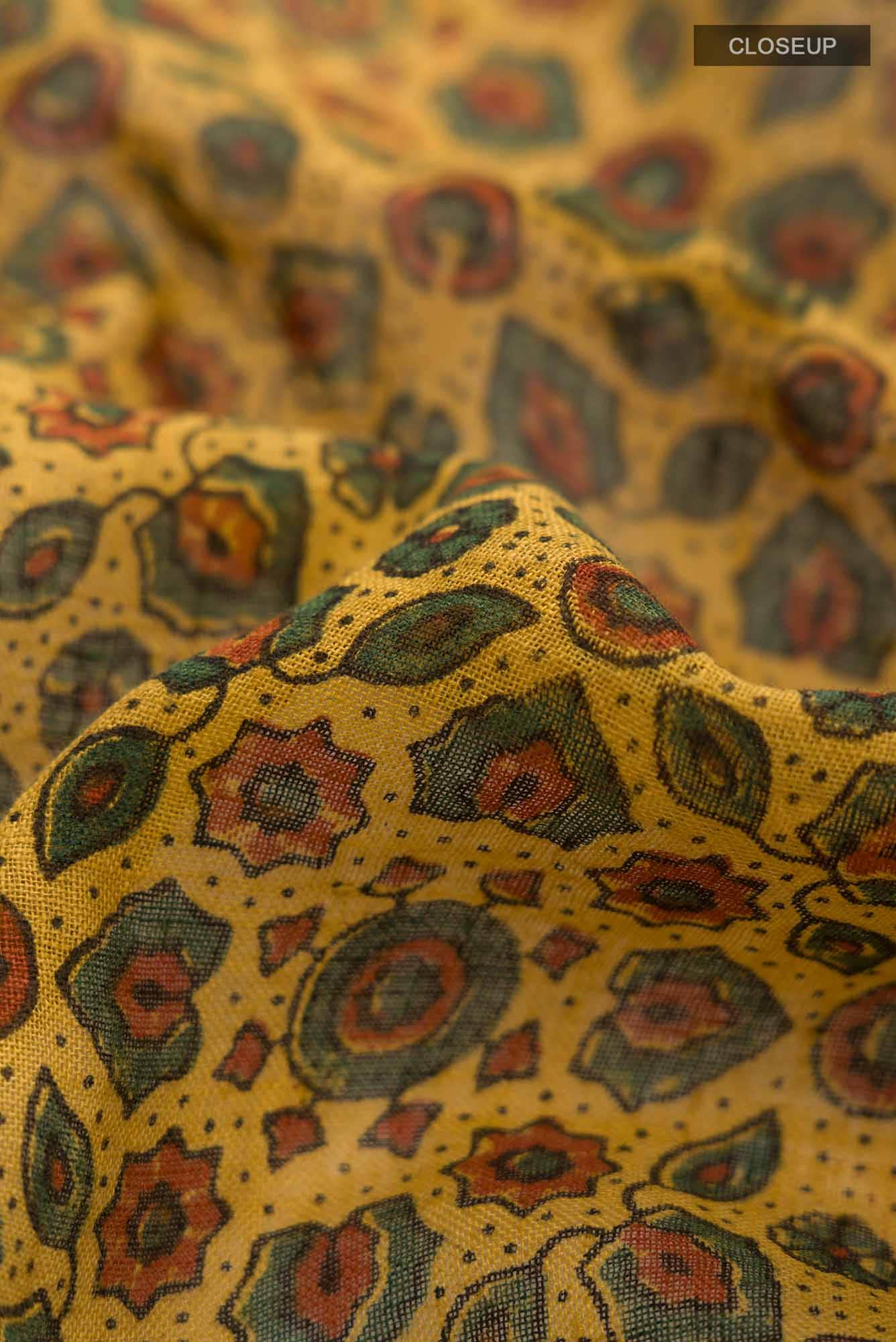 Yellow Linen Cotton Saree