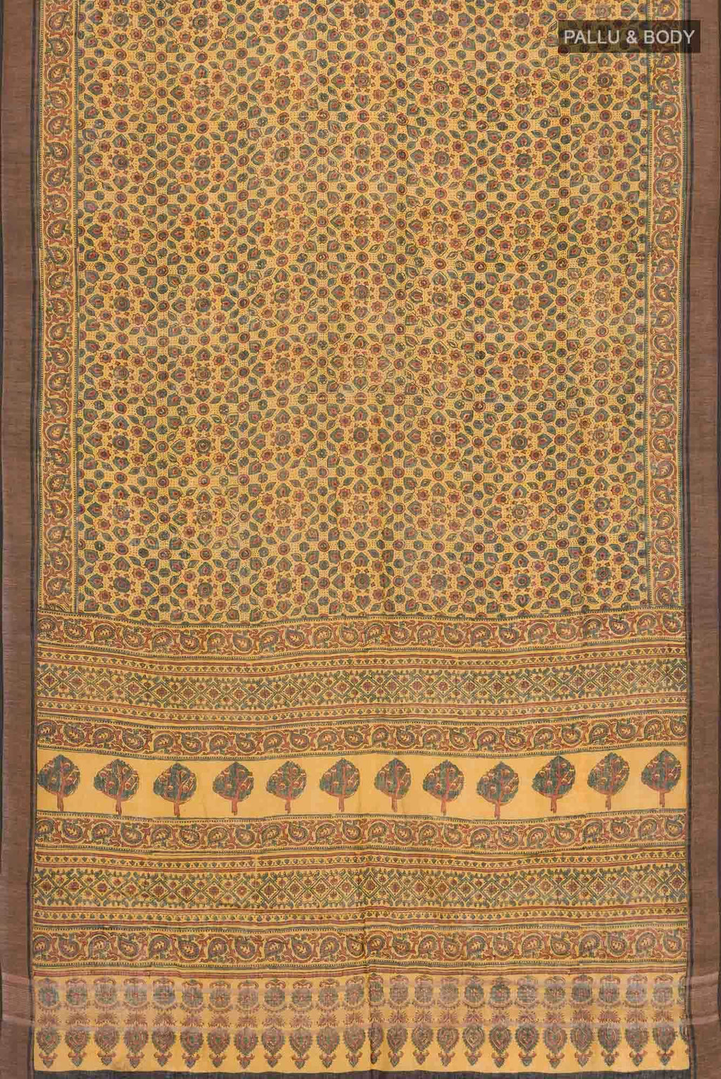 Yellow Linen Cotton Saree