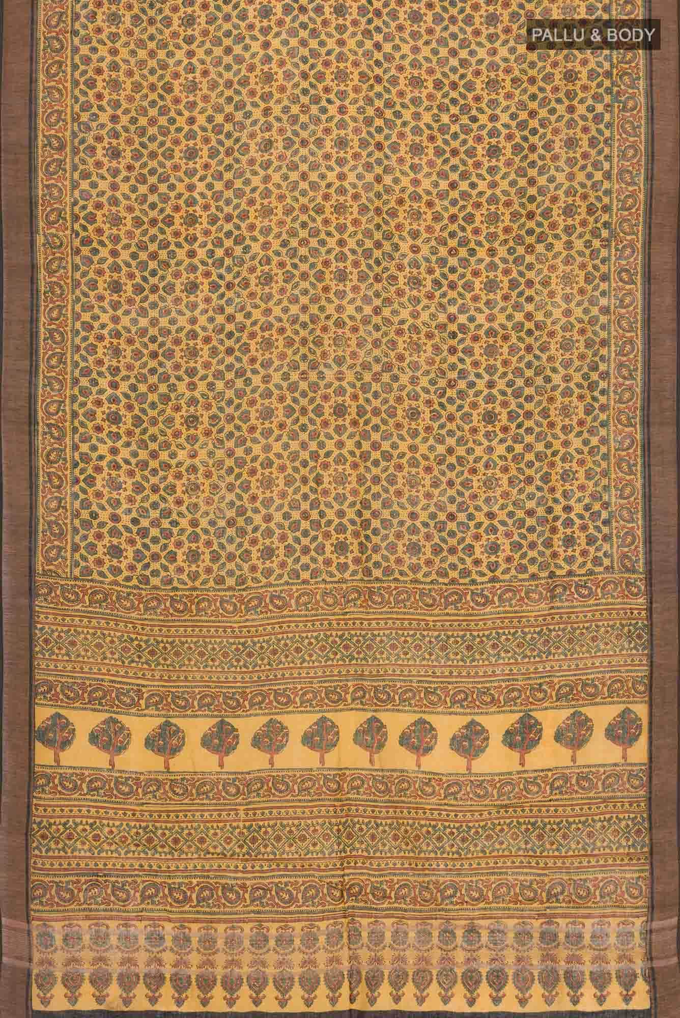 Yellow Linen Cotton Saree