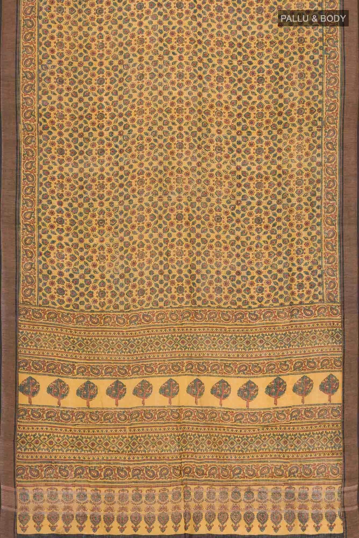 Pure Silk Yellow Linen Saree