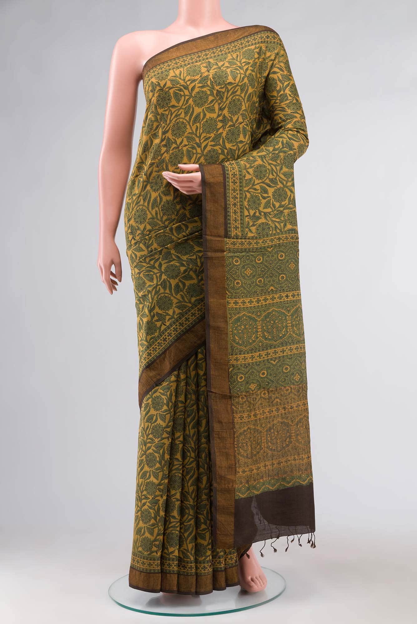 Green Tussar Silk Saree