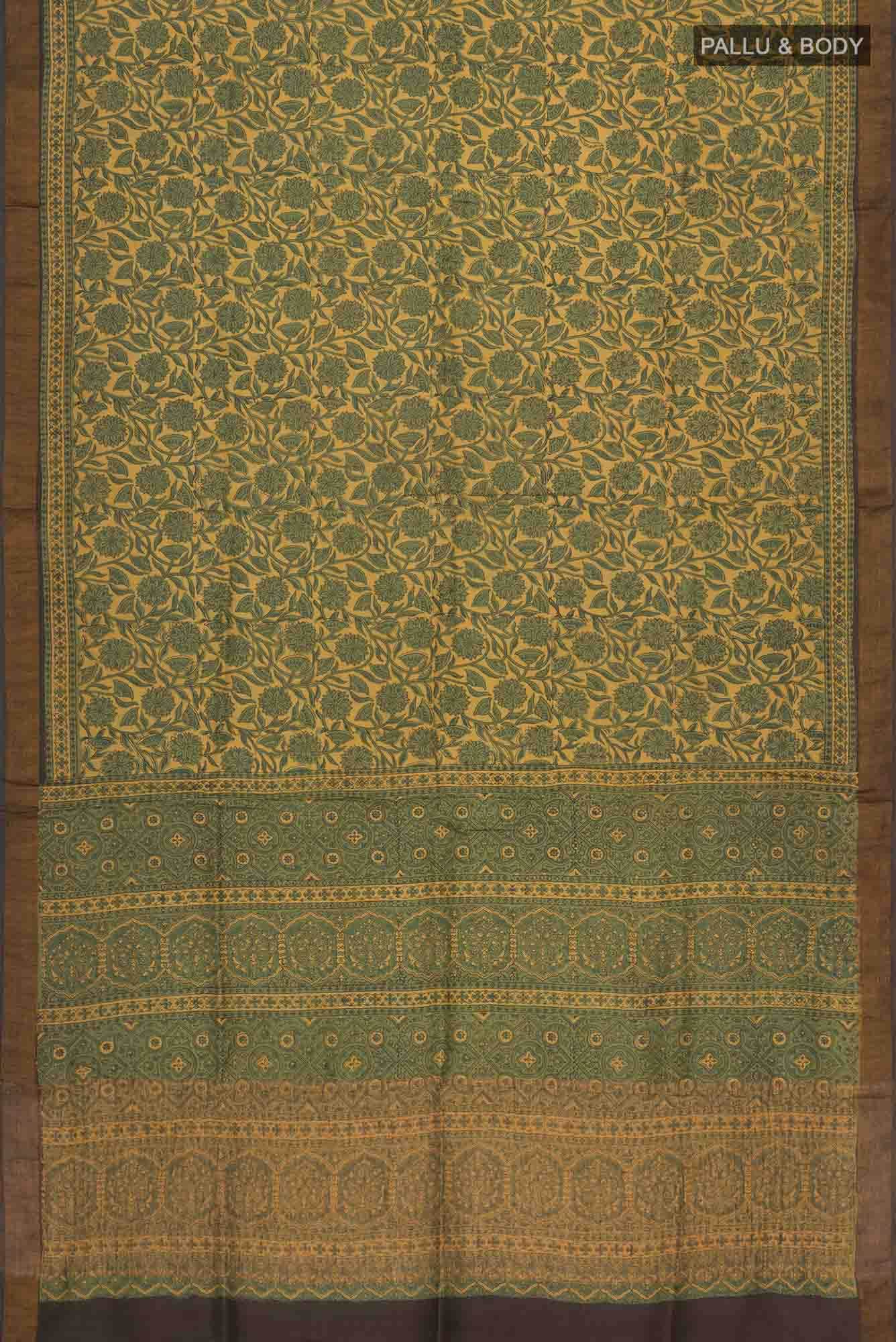 Green Tussar Silk Saree