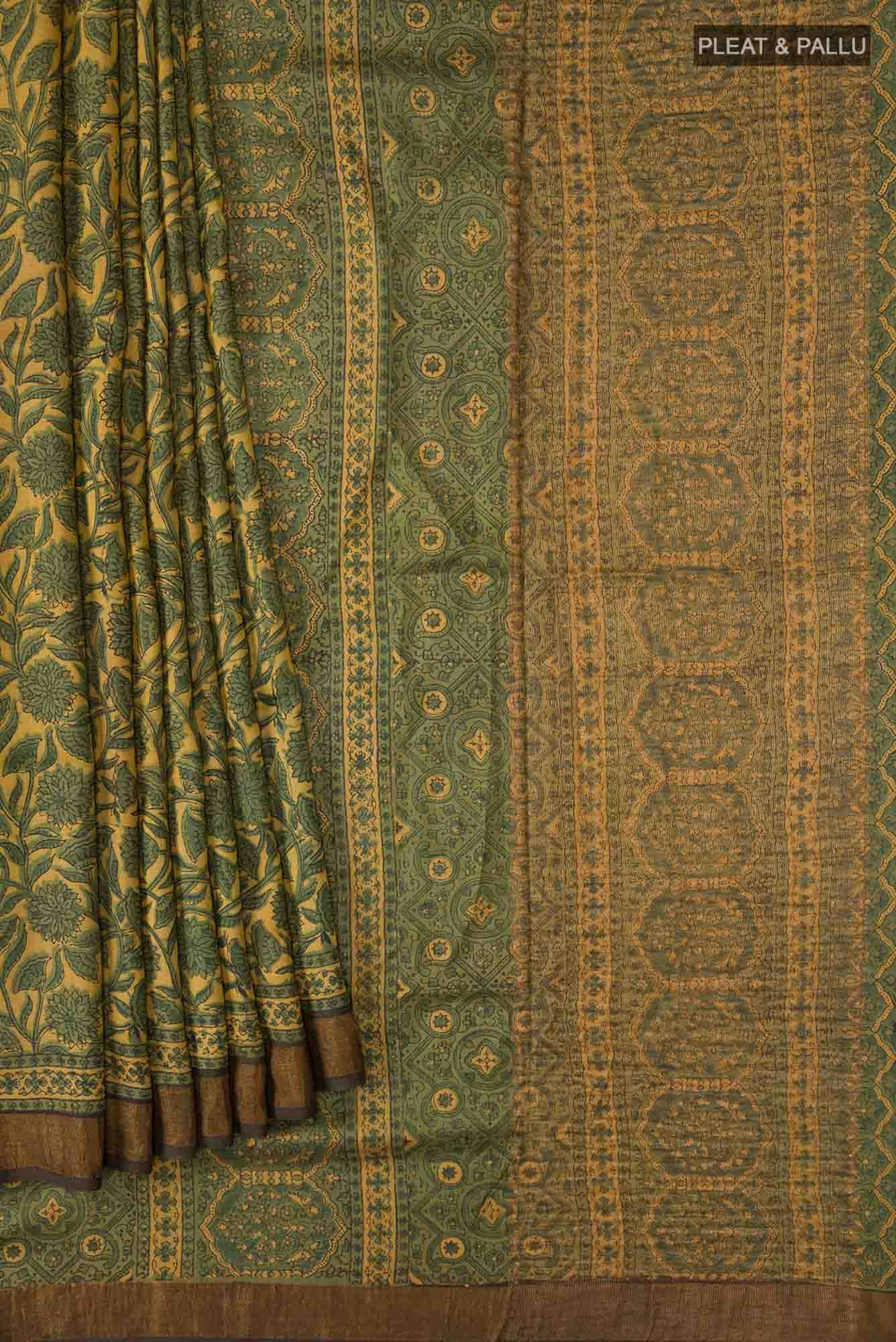 Green Tussar Silk Saree