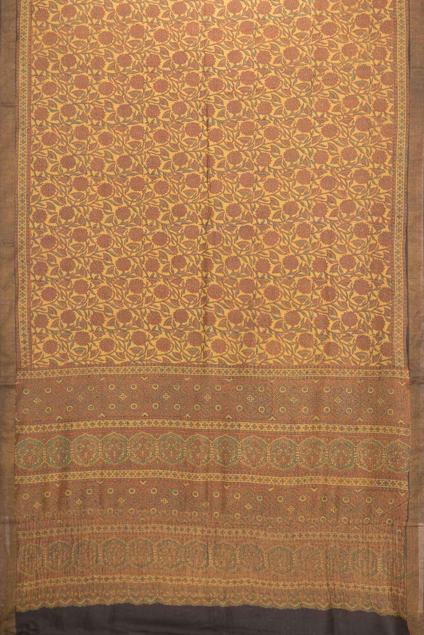 Mustard Dual Tone Tussar Silk Saree
