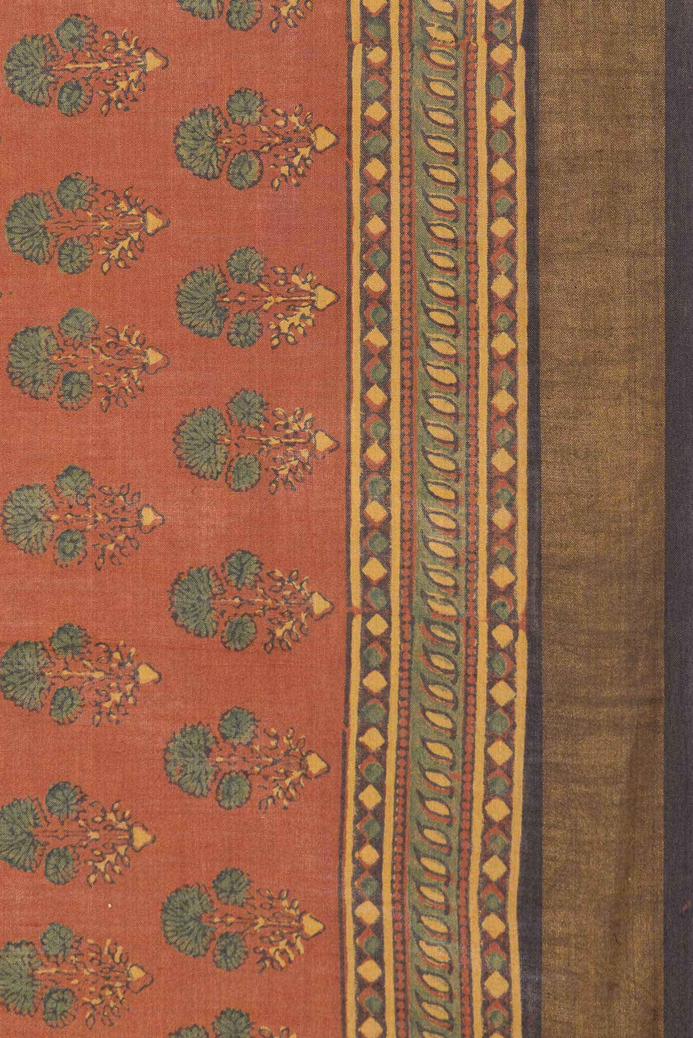 Brick Orange Dual Tone Tussar Silk Saree