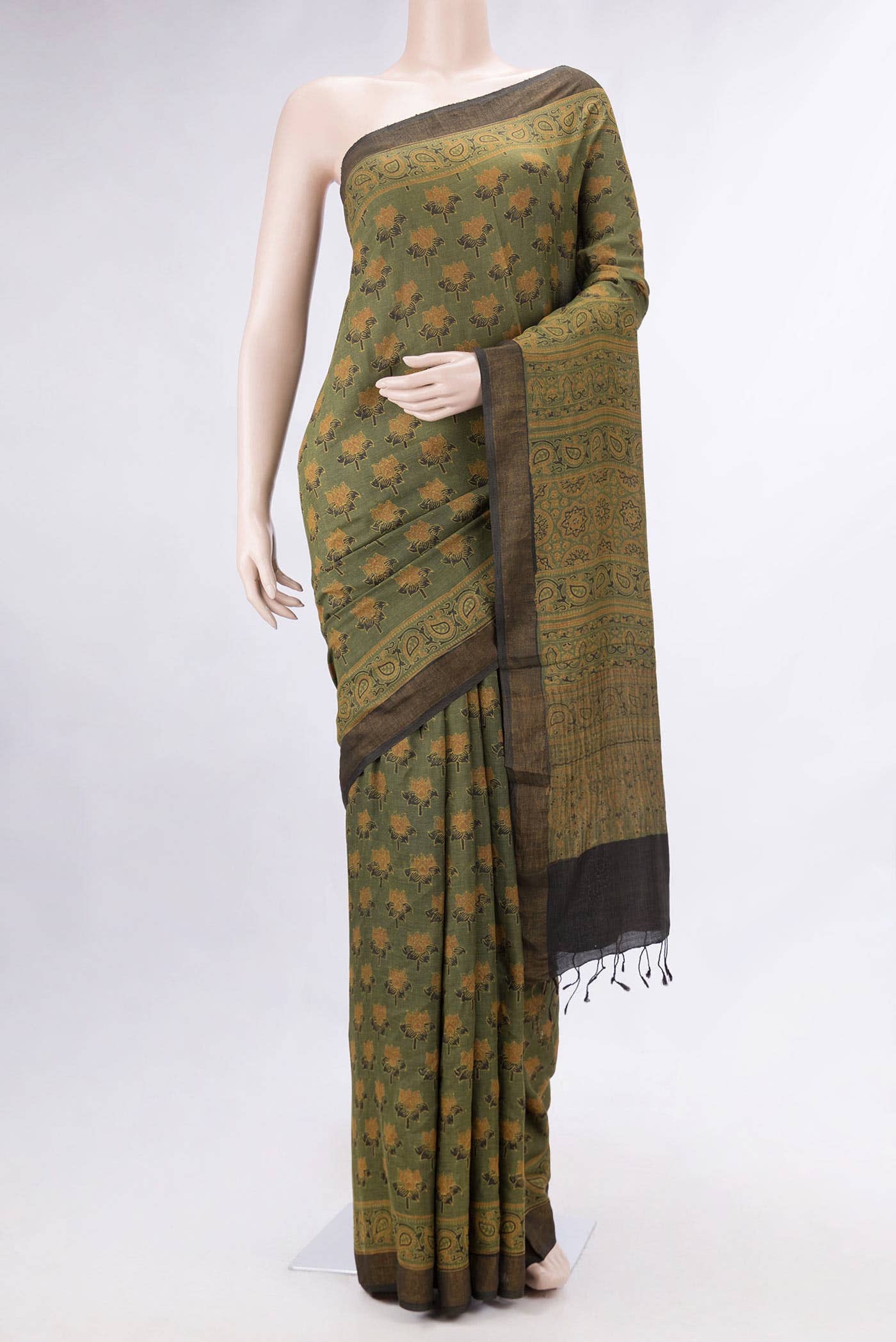 Green Dual Tone Tussar Silk Saree