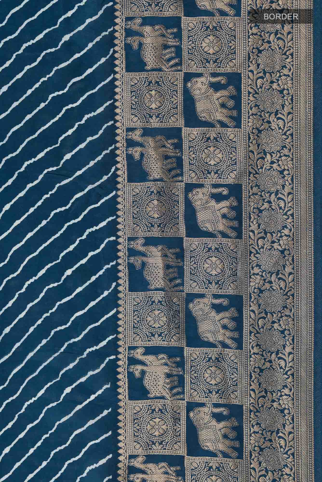 Blue Tussar Silk Saree