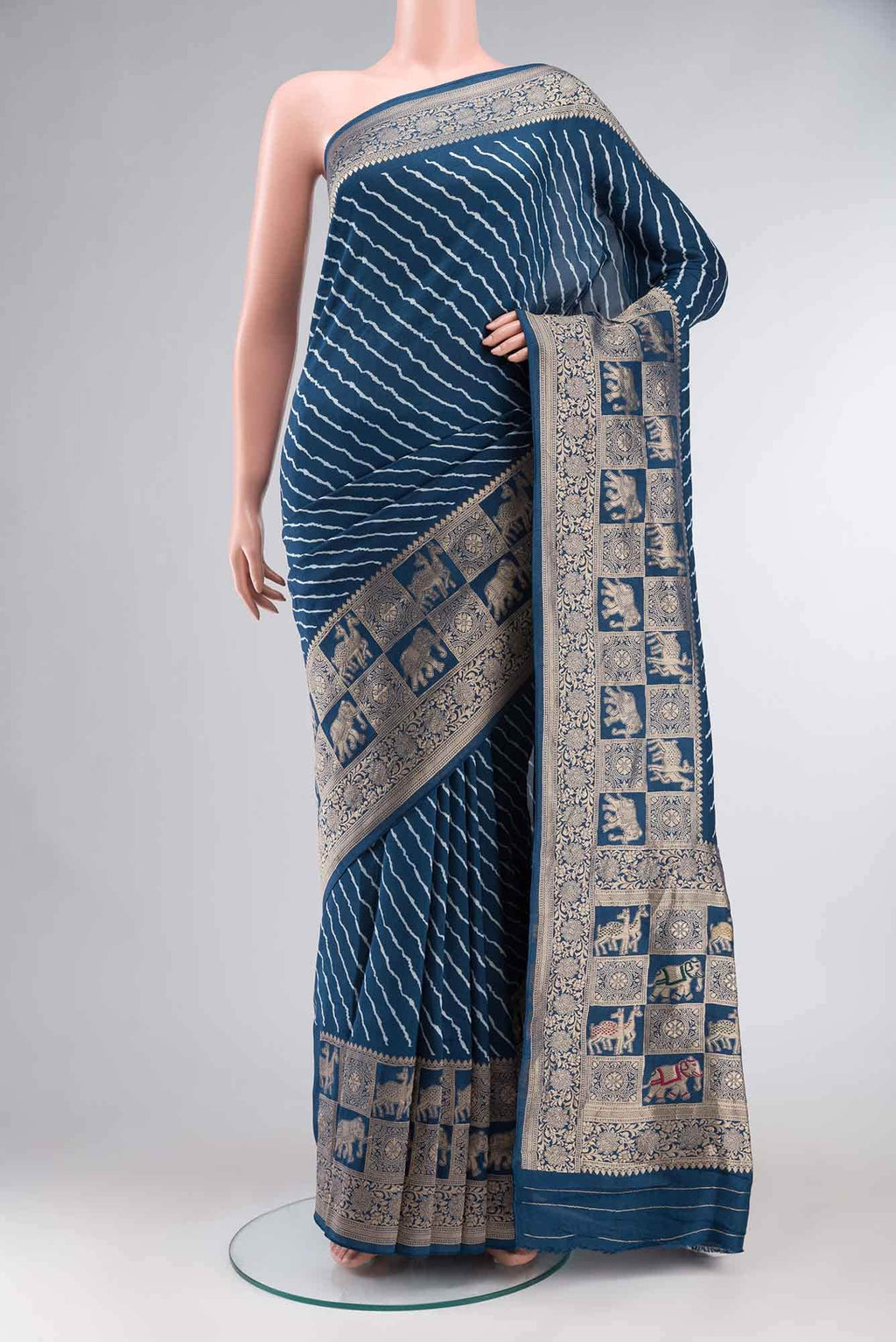 Blue Tussar Silk Saree