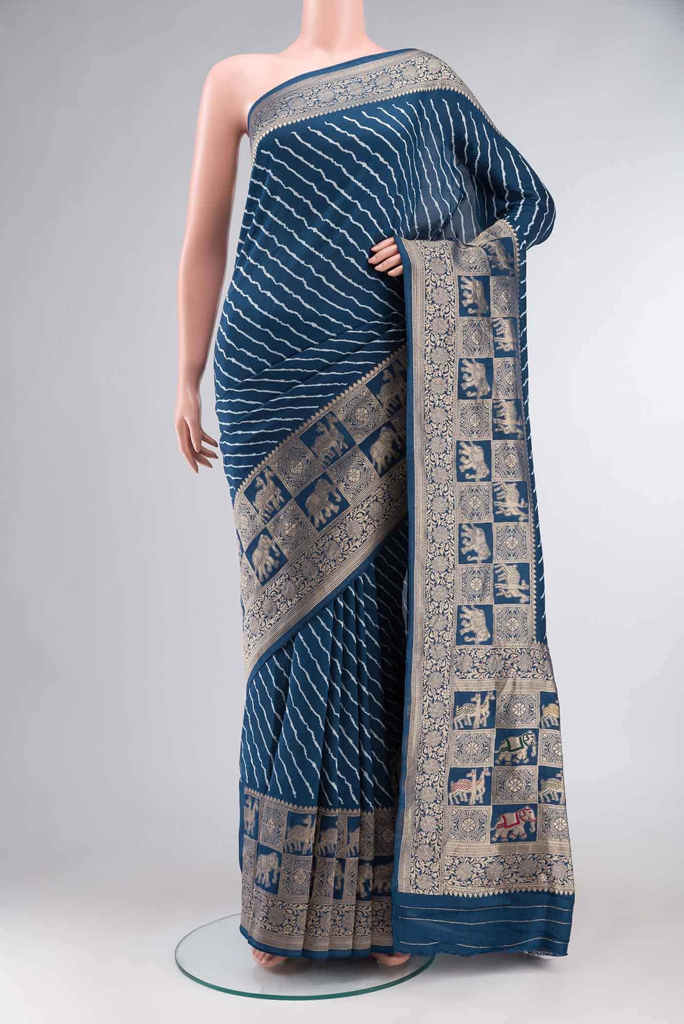 Blue Tussar Silk Saree