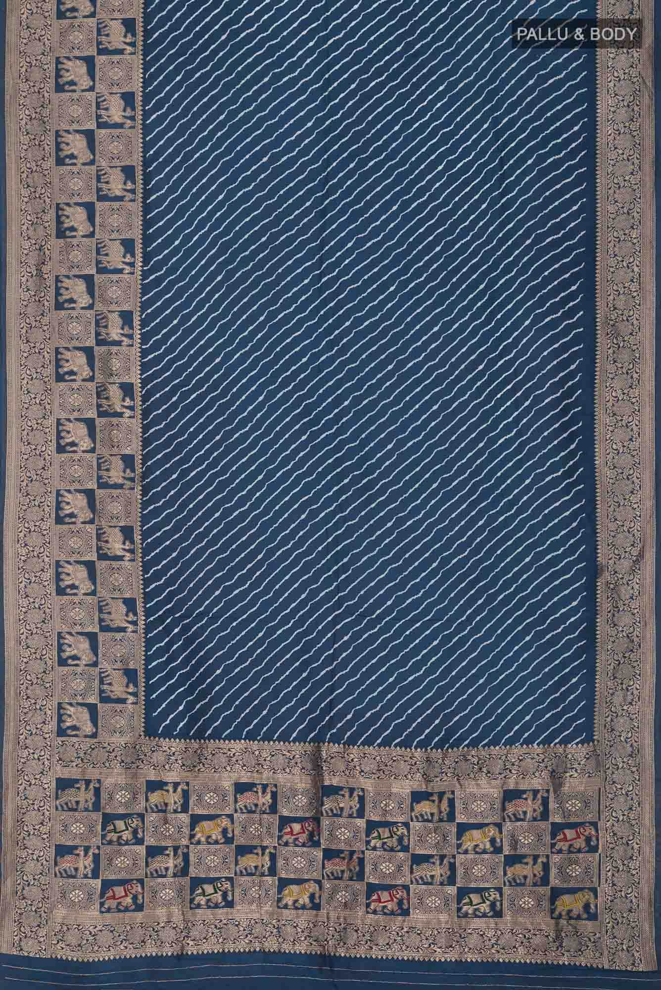 Blue Tussar Silk Saree