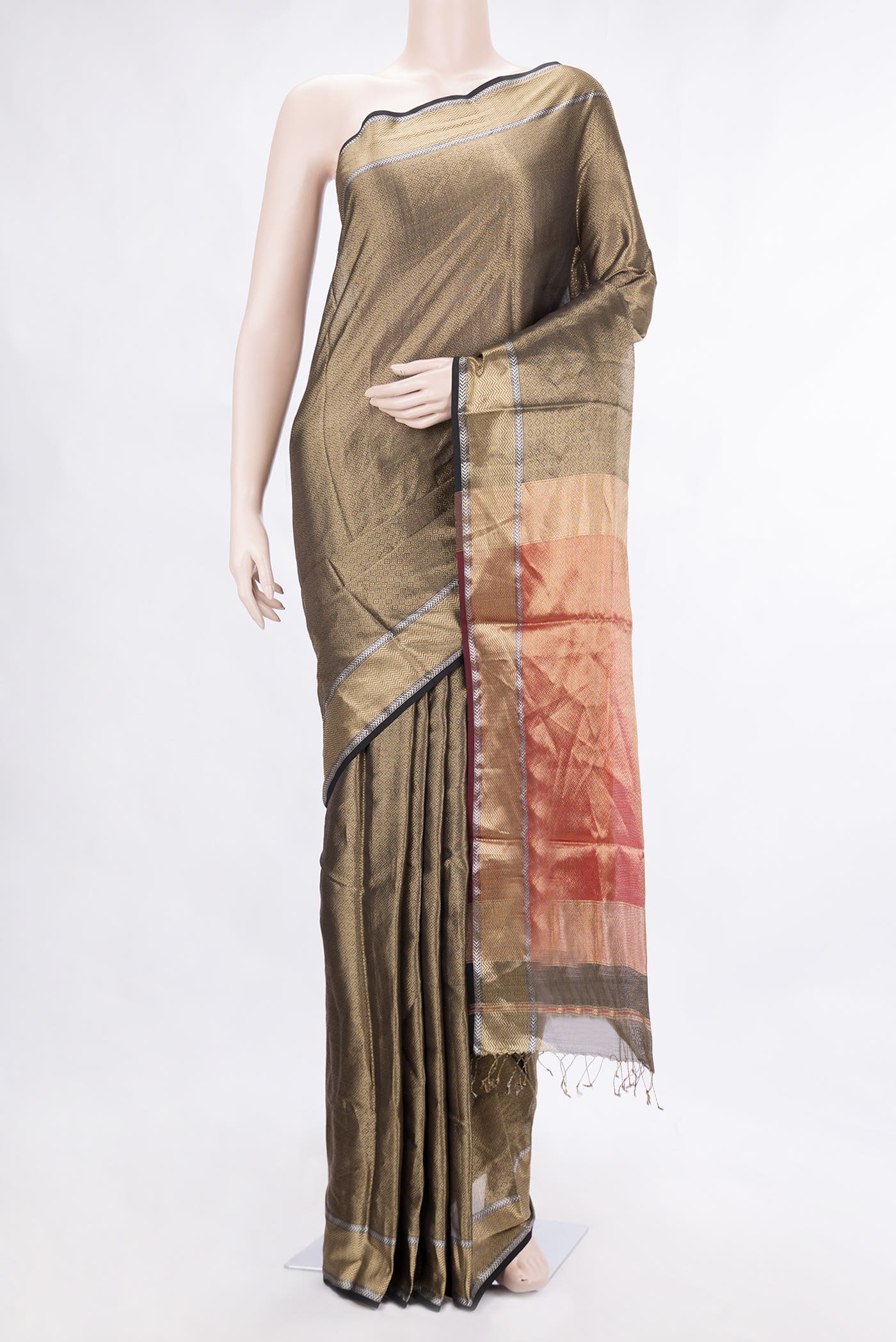 Maroon Dual Tone Banarasi Silk Saree