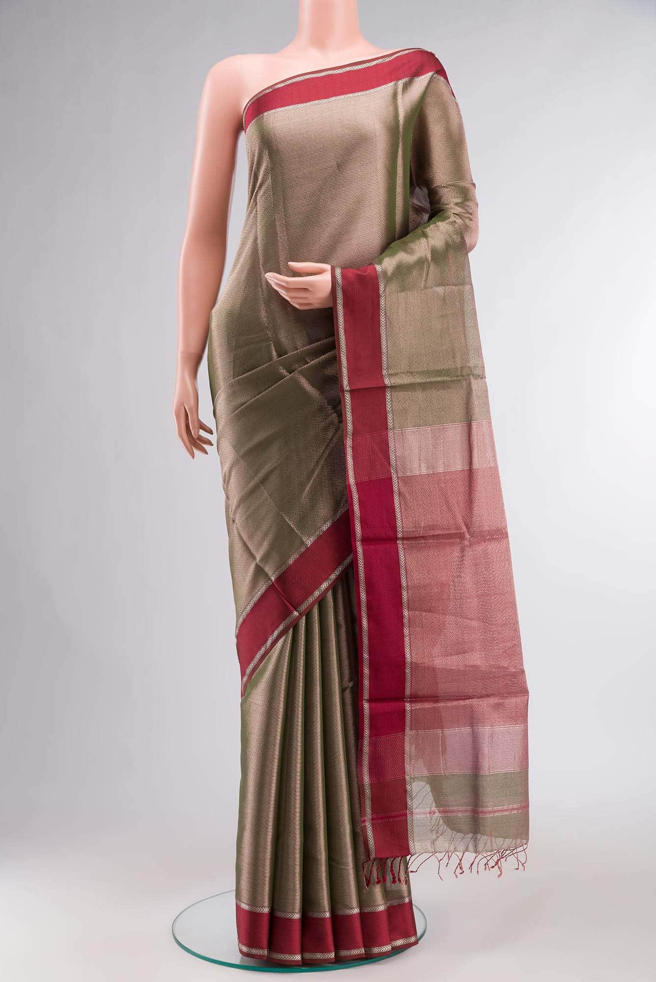 Green Maheshwari Silk Cotton Saree