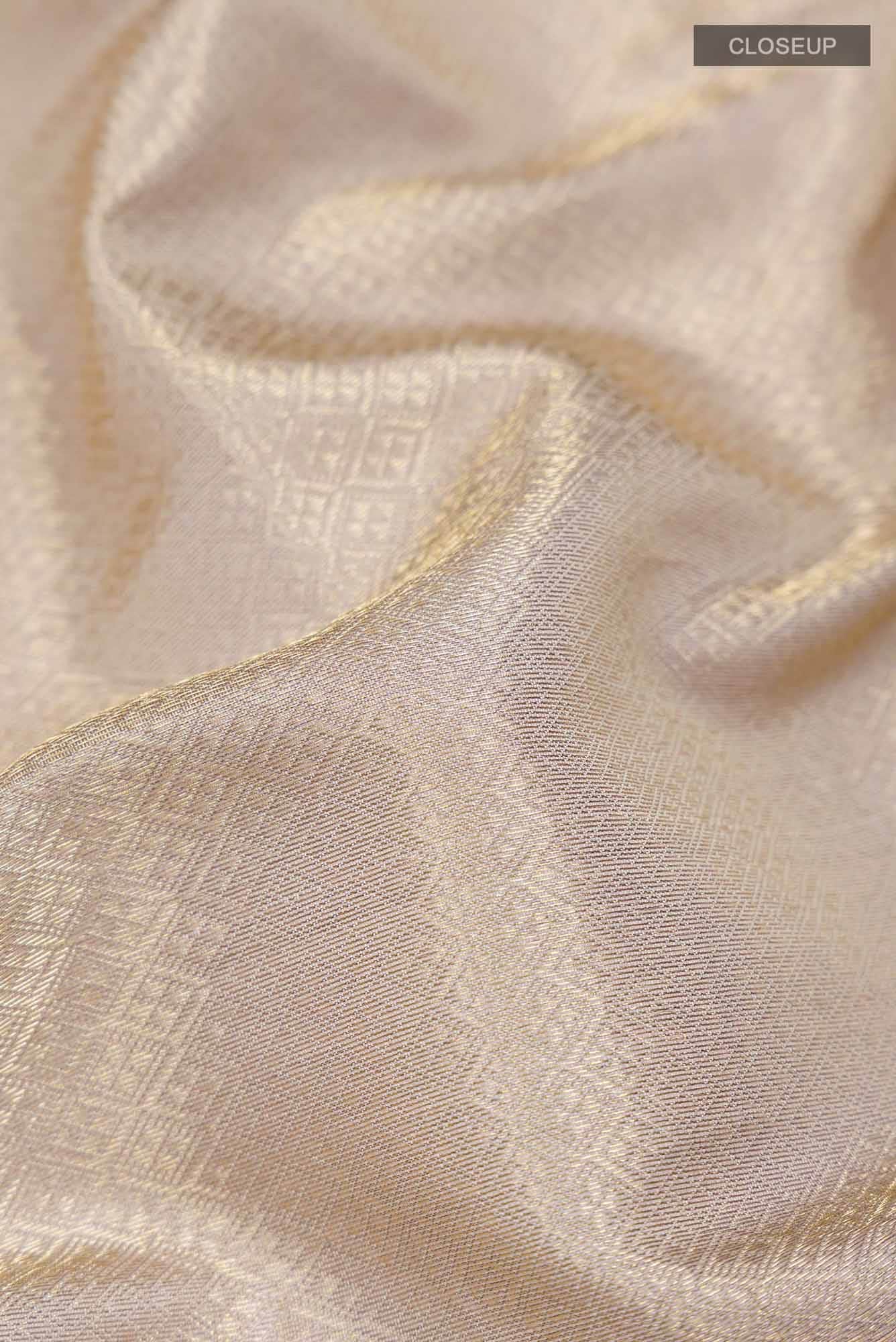 Beige Maheshwari Tissue Silk Cotton Saree