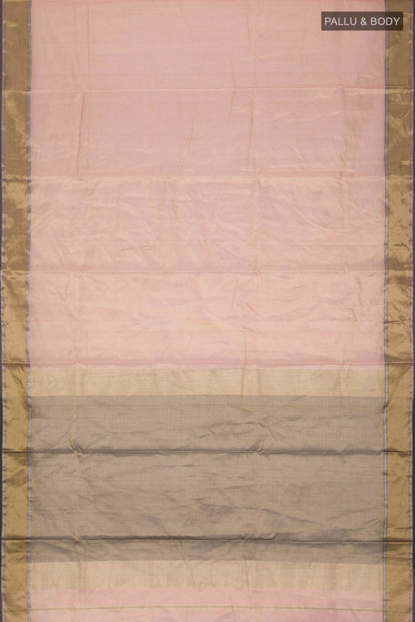 Rose Gold Maheshwari Silk Saree
