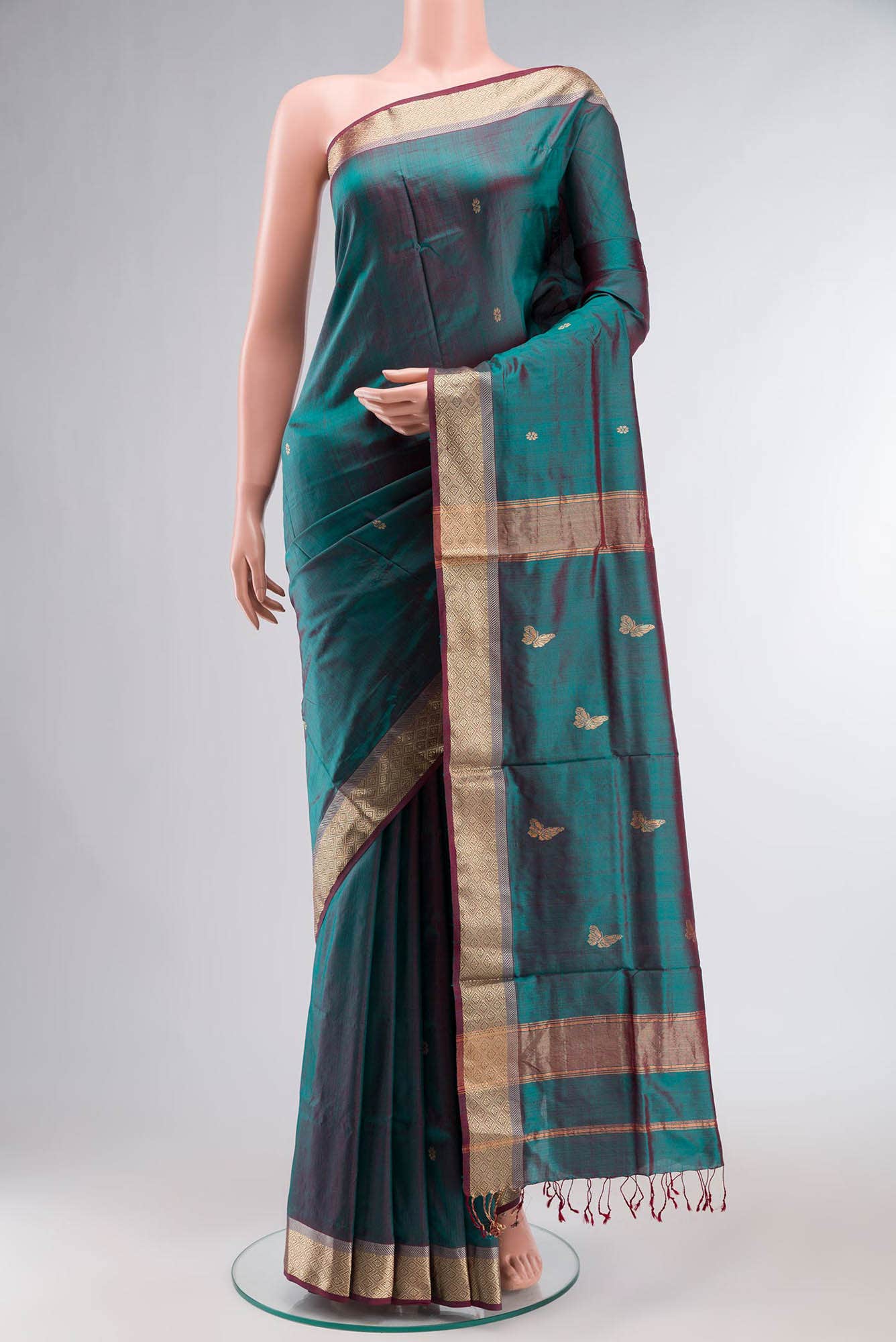 Green Maheshwari Silk Saree