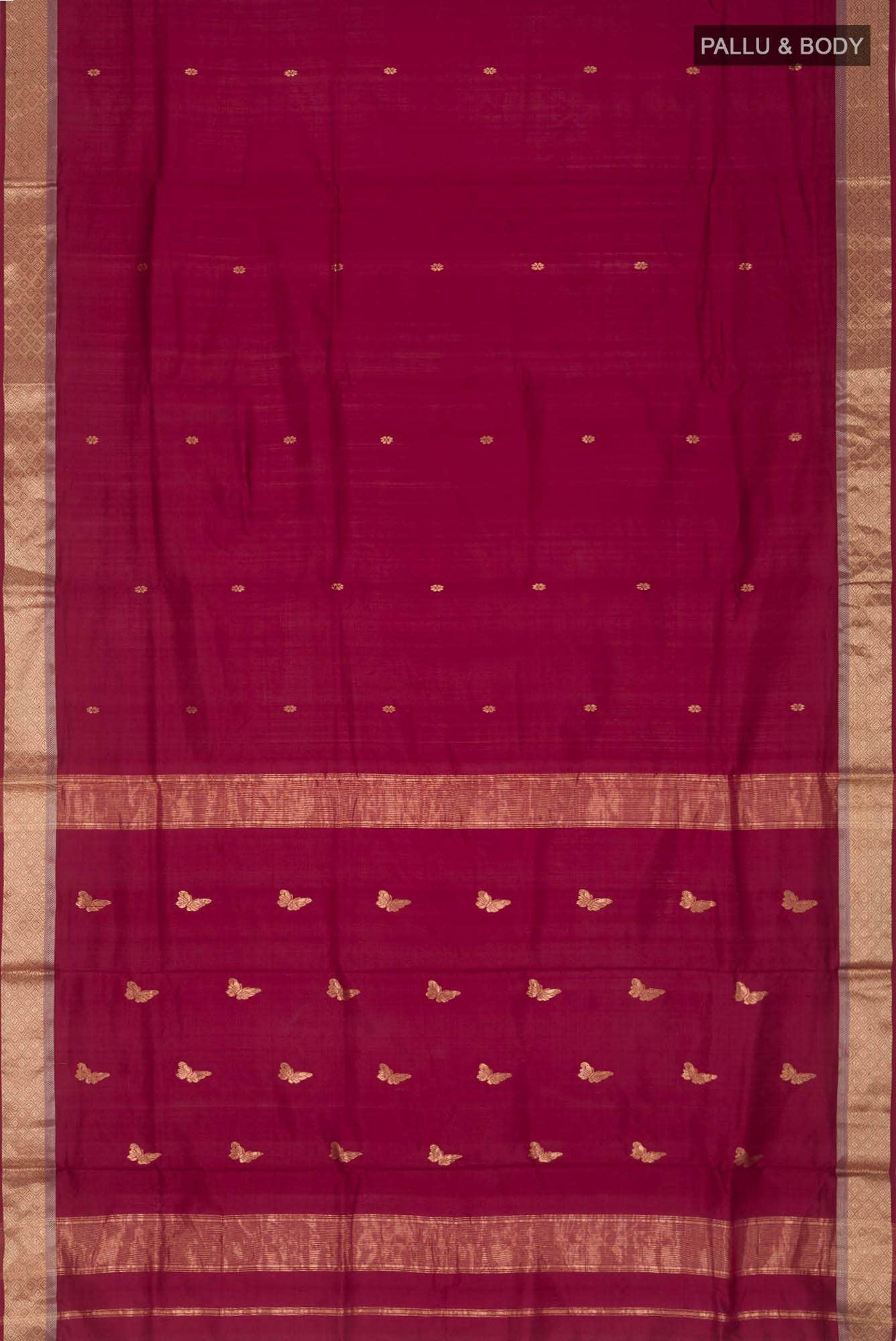 Maroon Maheshwari Silk Saree