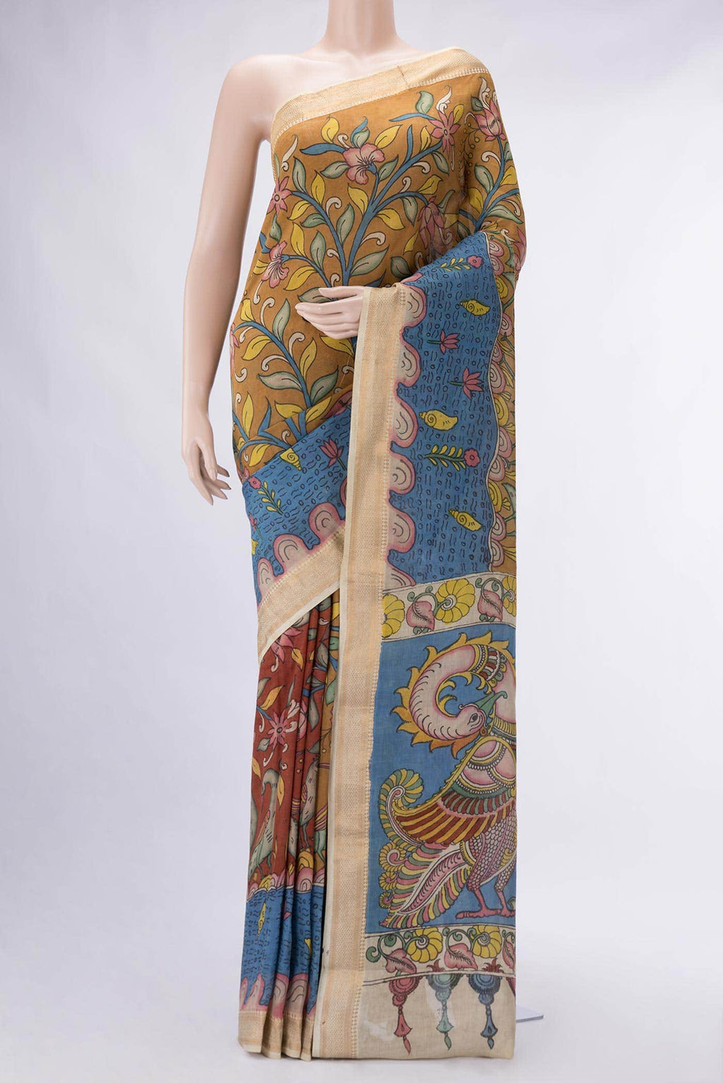 Mustard Tussar Silk Saree