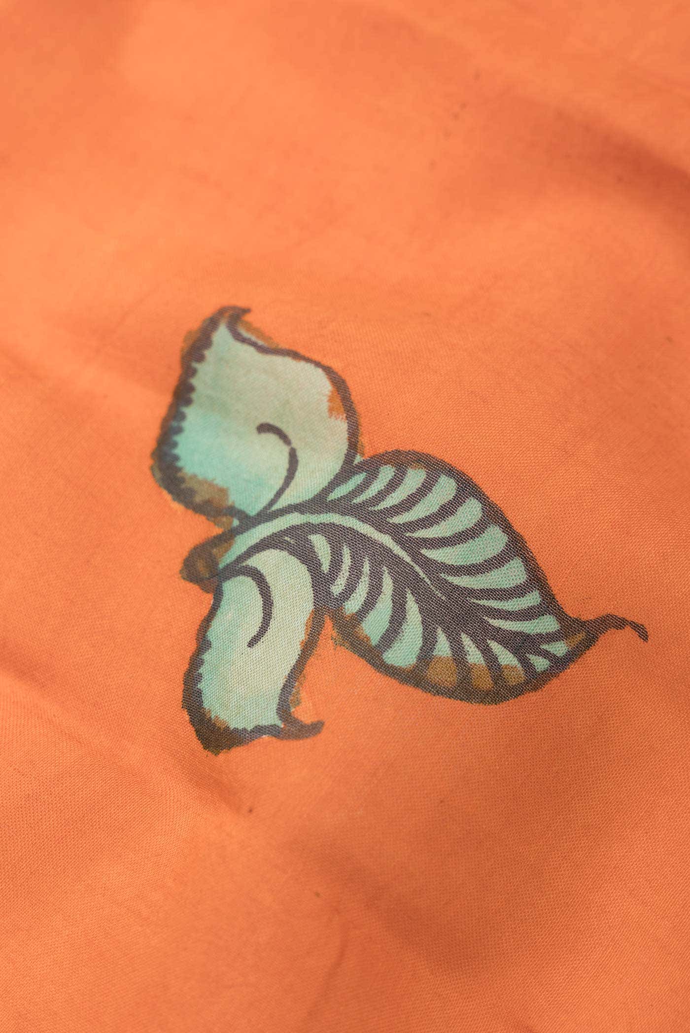 Orange Tussar Silk Saree