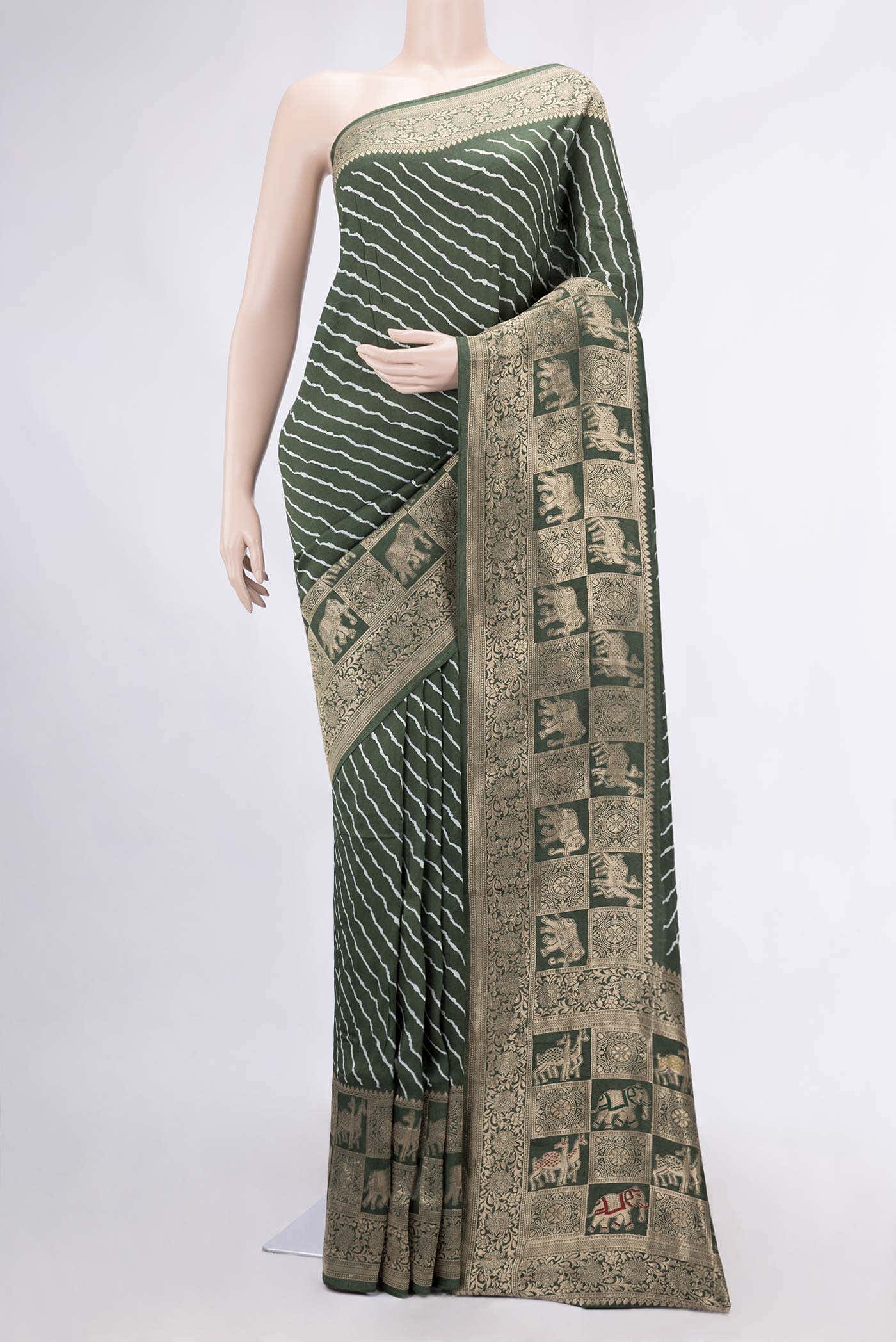 Green Dual Tone Banarasi Georgette Saree