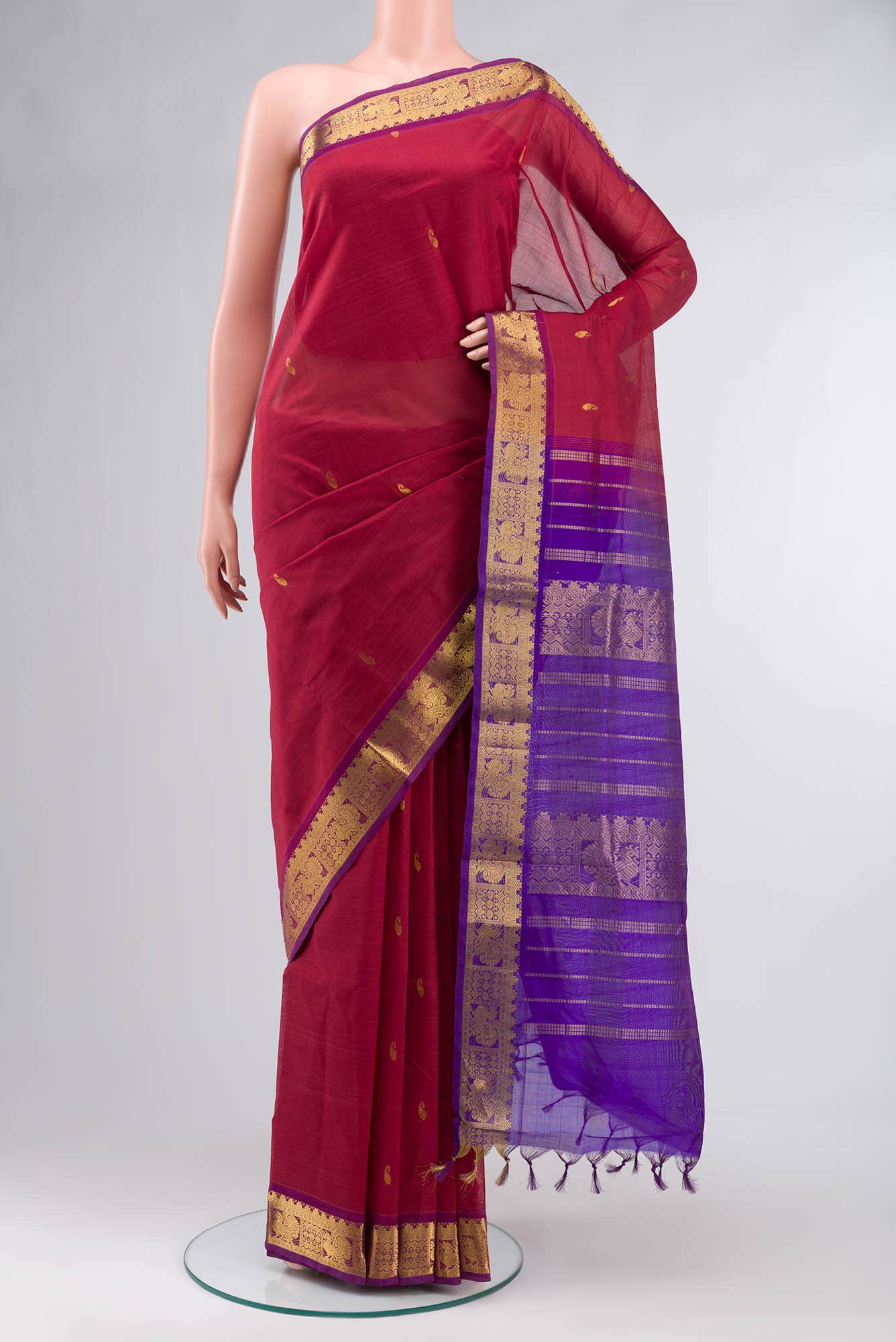 Maroon Silk Cotton Saree
