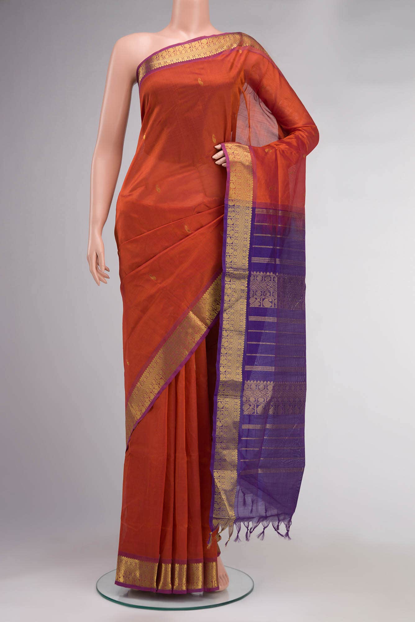 Orange Silk Cotton Saree