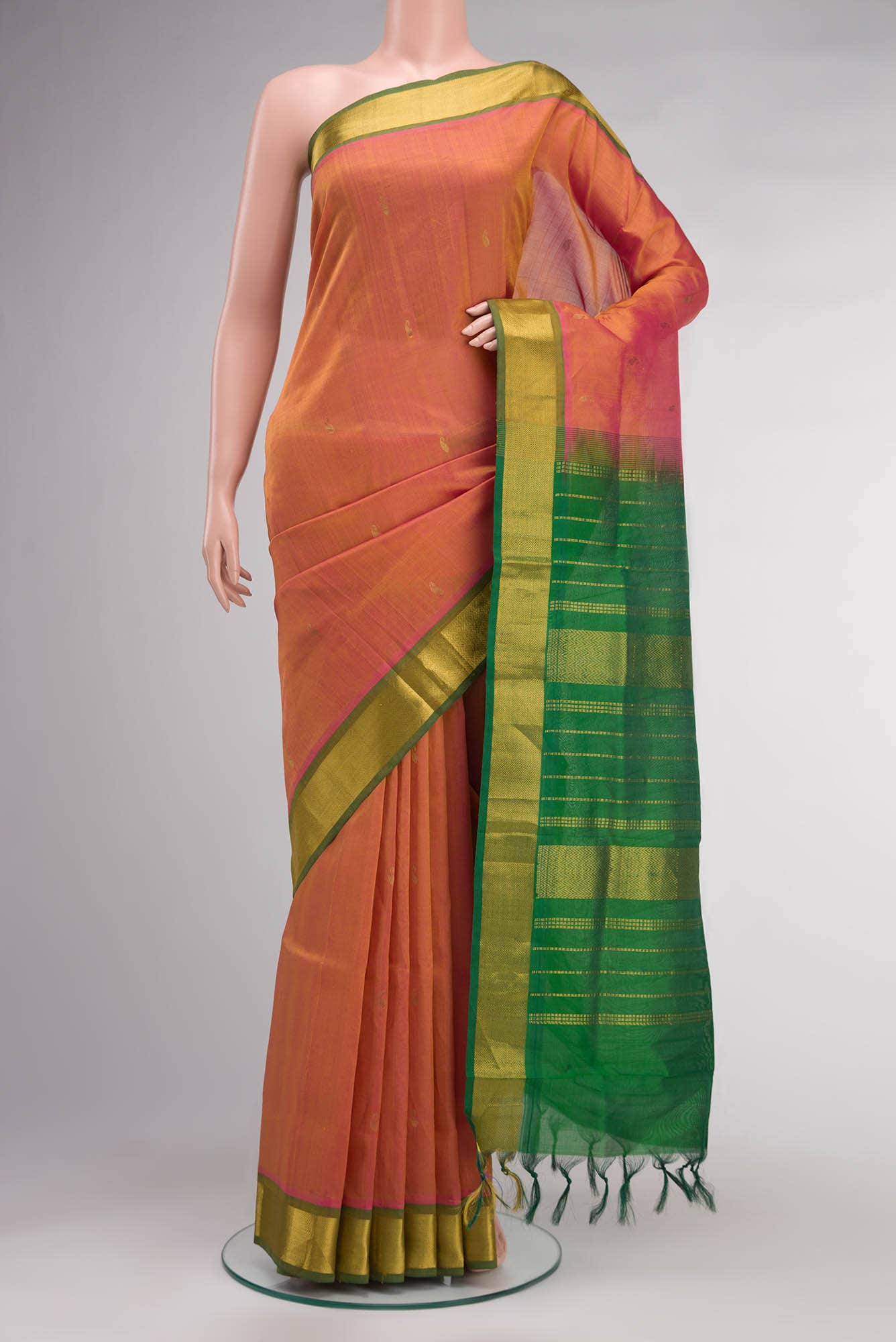 Orange Silk Cotton Saree