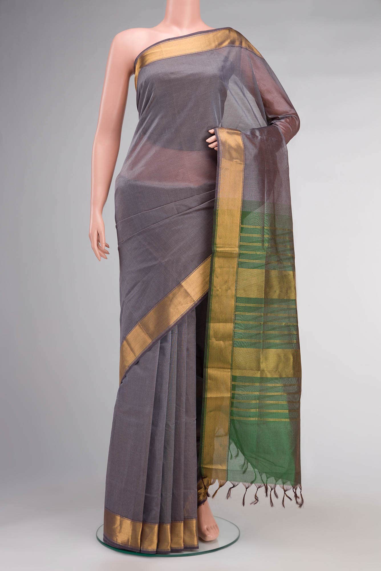 Grey Silk Cotton Saree