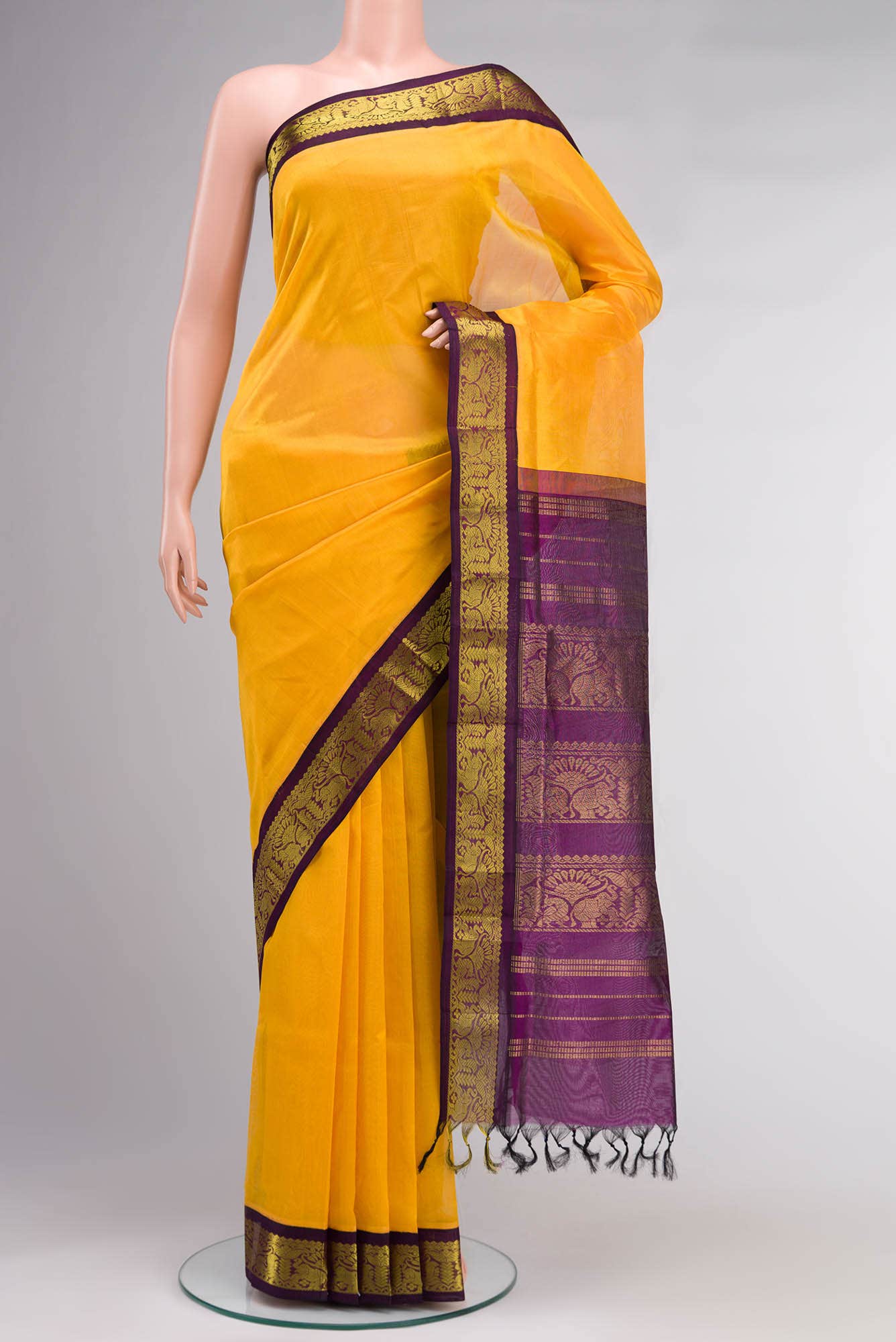 Yellow Silk Cotton Saree