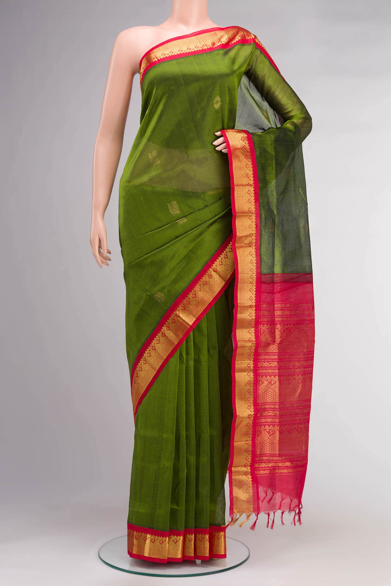 Green Silk Cotton Saree