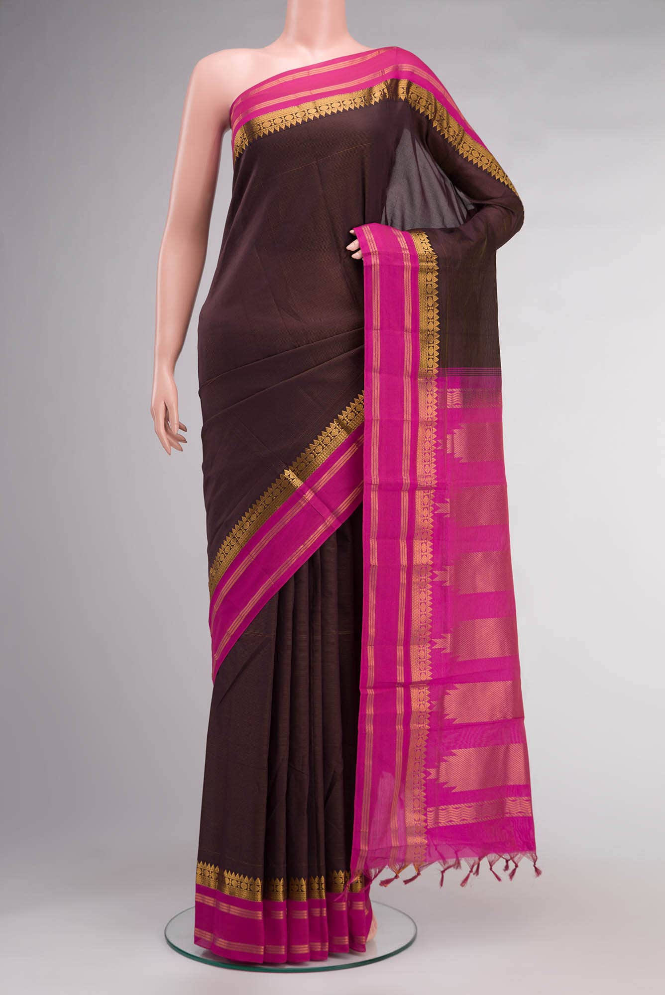 Brown Silk Cotton Saree