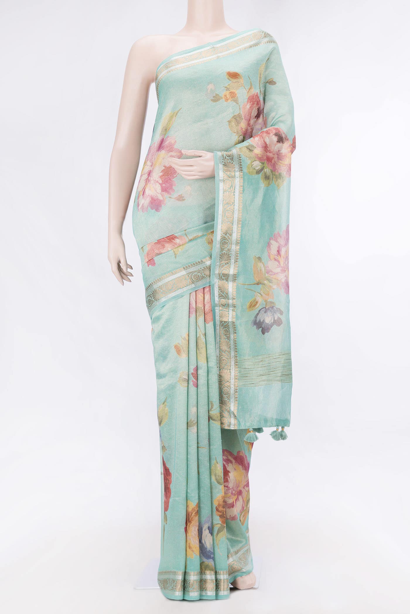 Green Dual Tone Organza Silk Saree