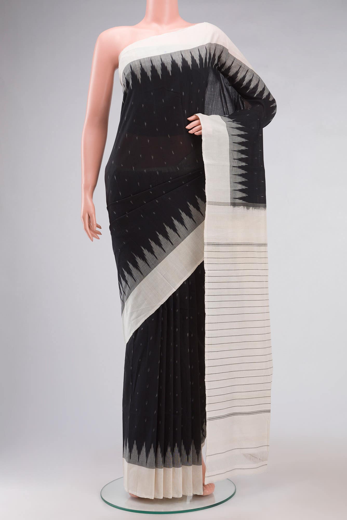 Black Pochampally Cotton Saree