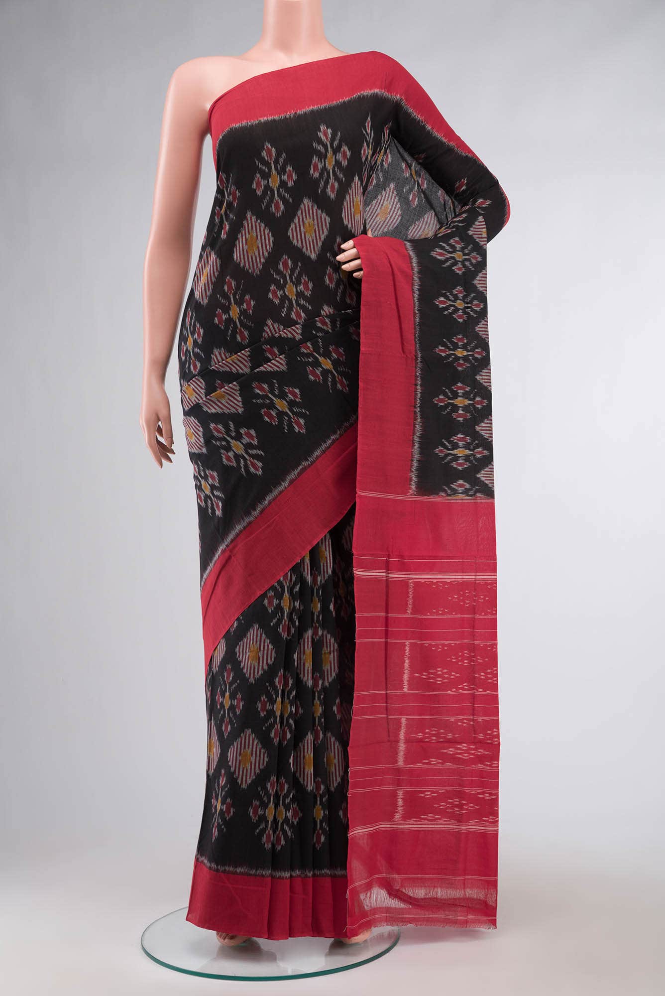 Black Pochampally Cotton Saree