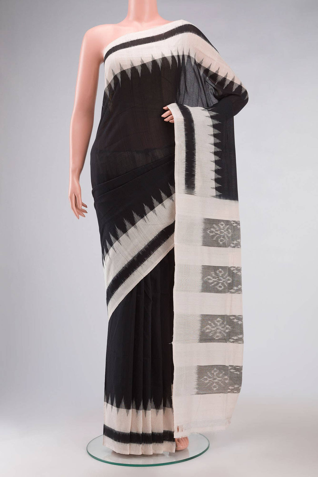 Black Pochampally Cotton Saree