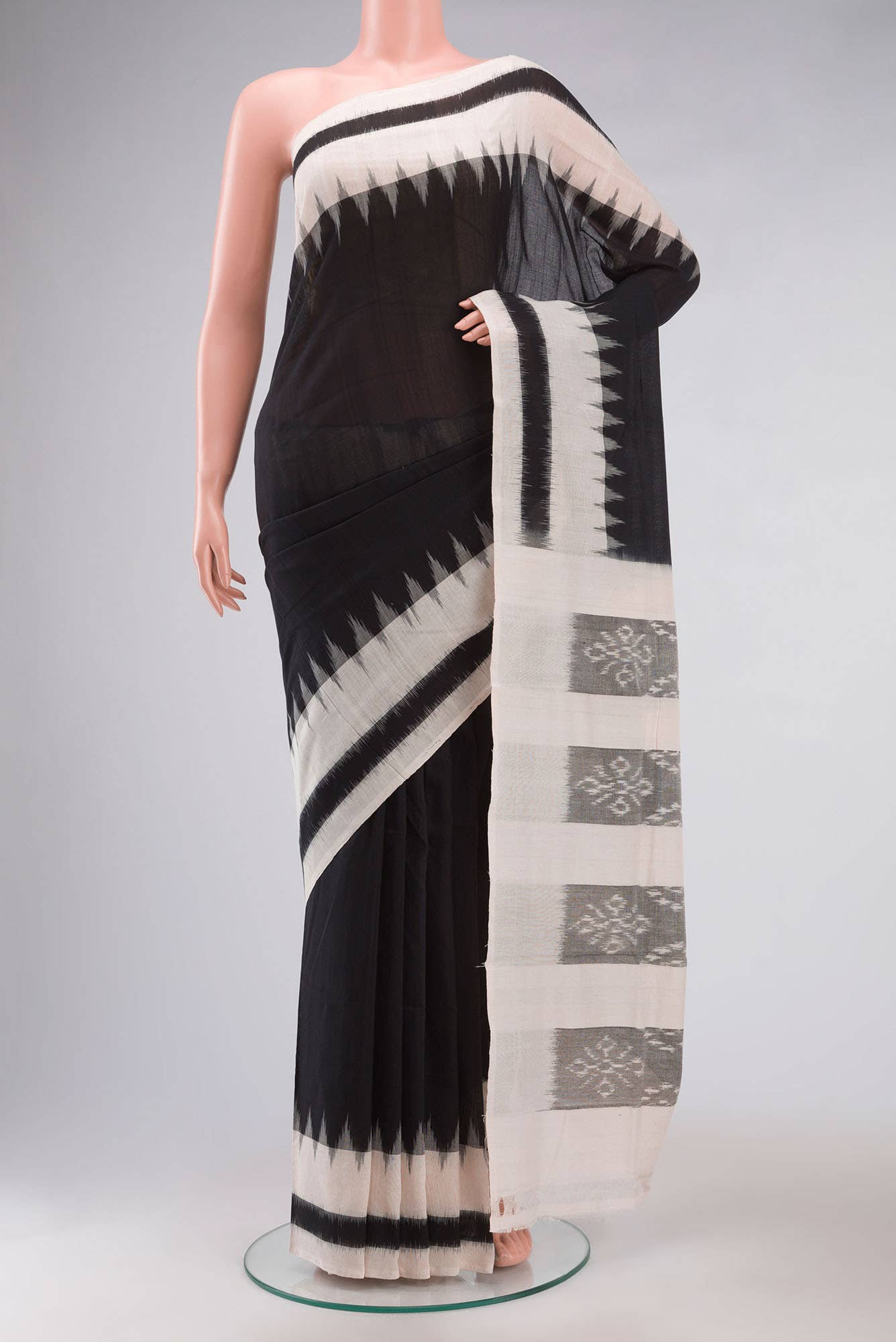 Black Pochampally Cotton Saree