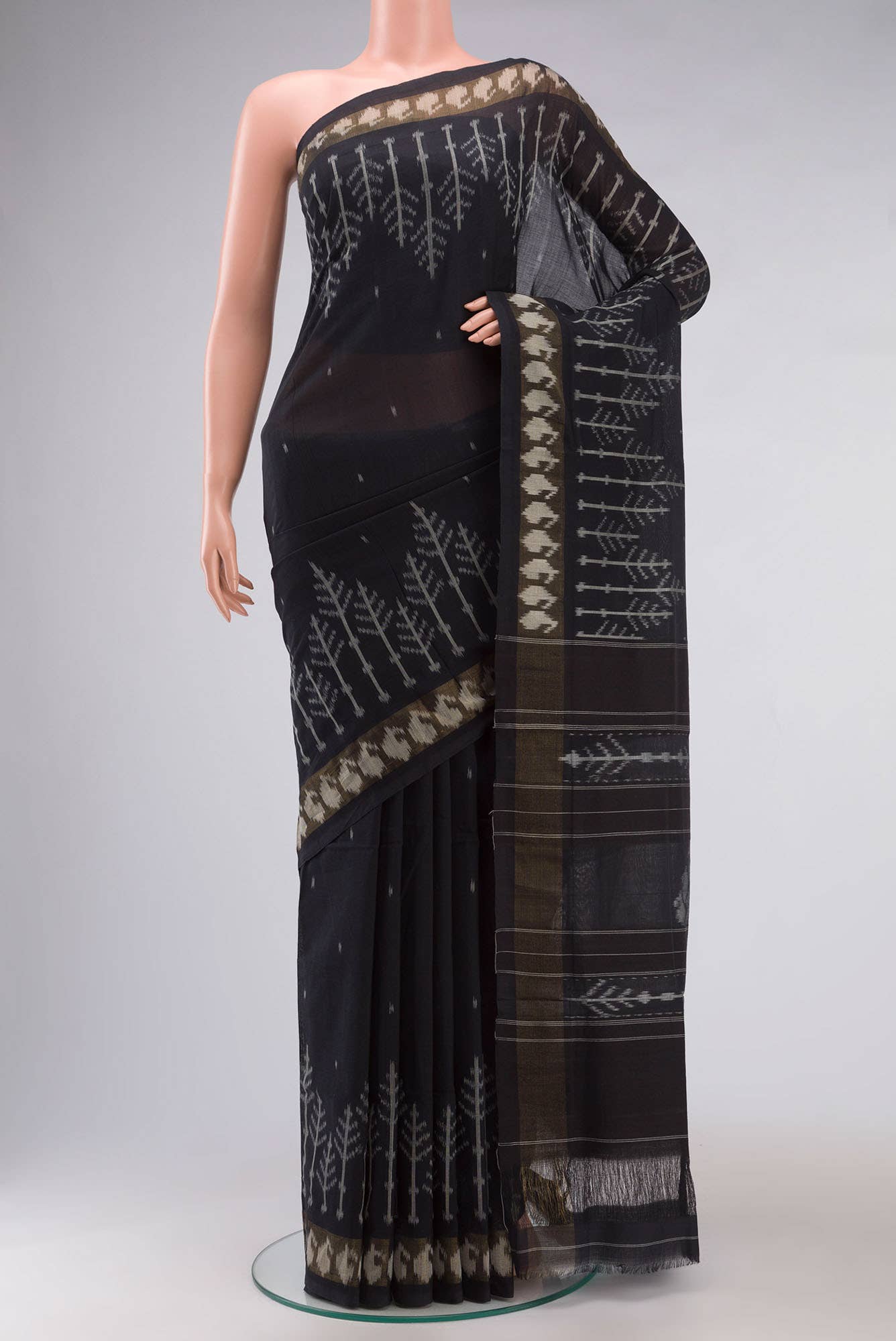 Black Pochampally Cotton Saree