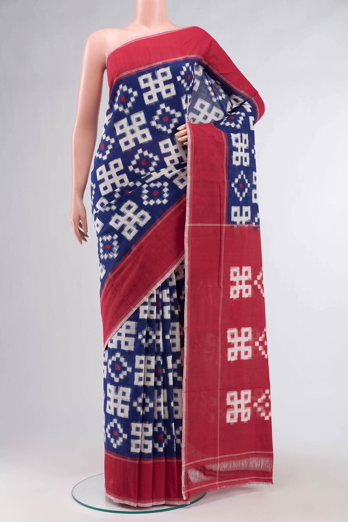 Blue Pochampally Cotton Saree