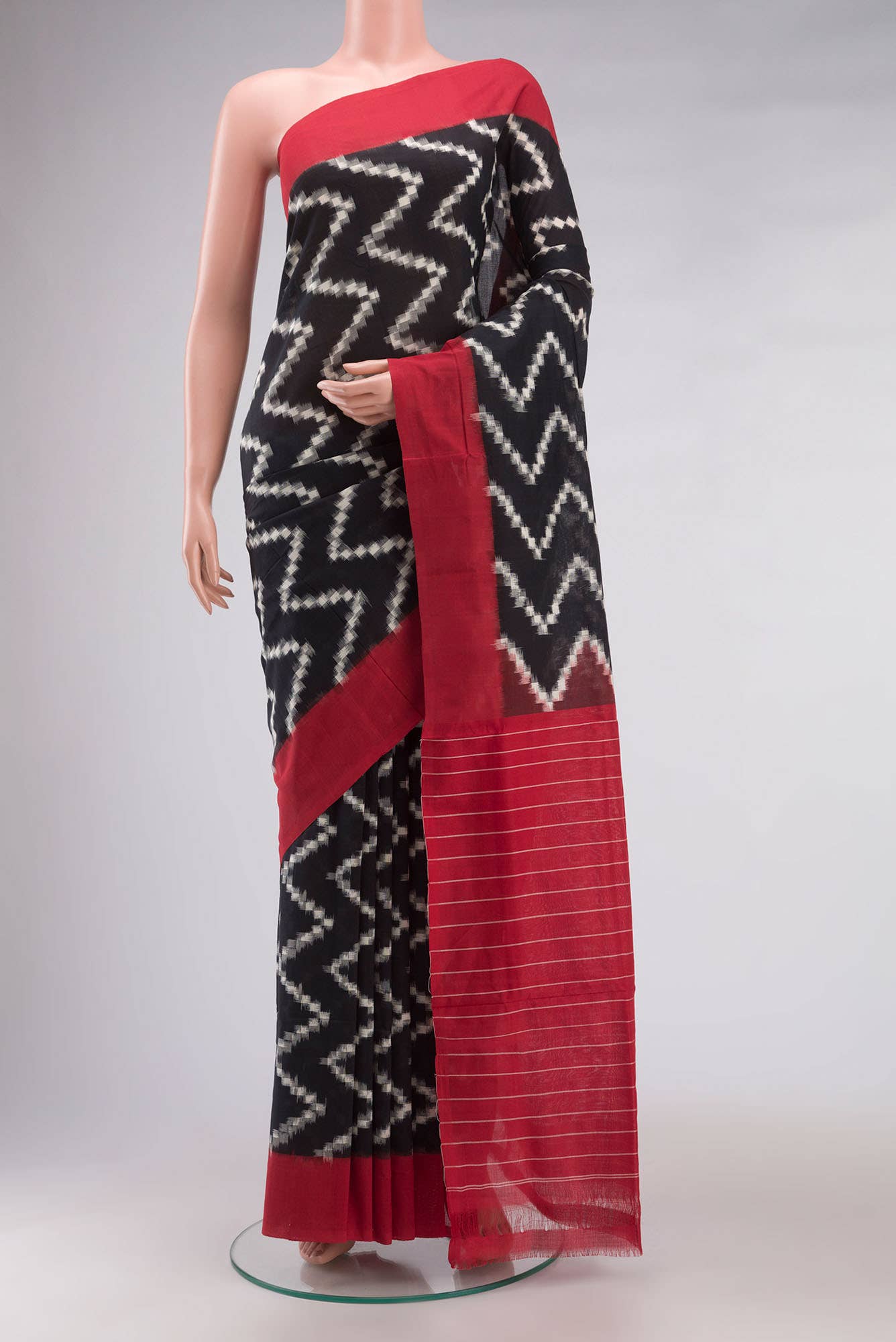 Black Pochampally Cotton Saree