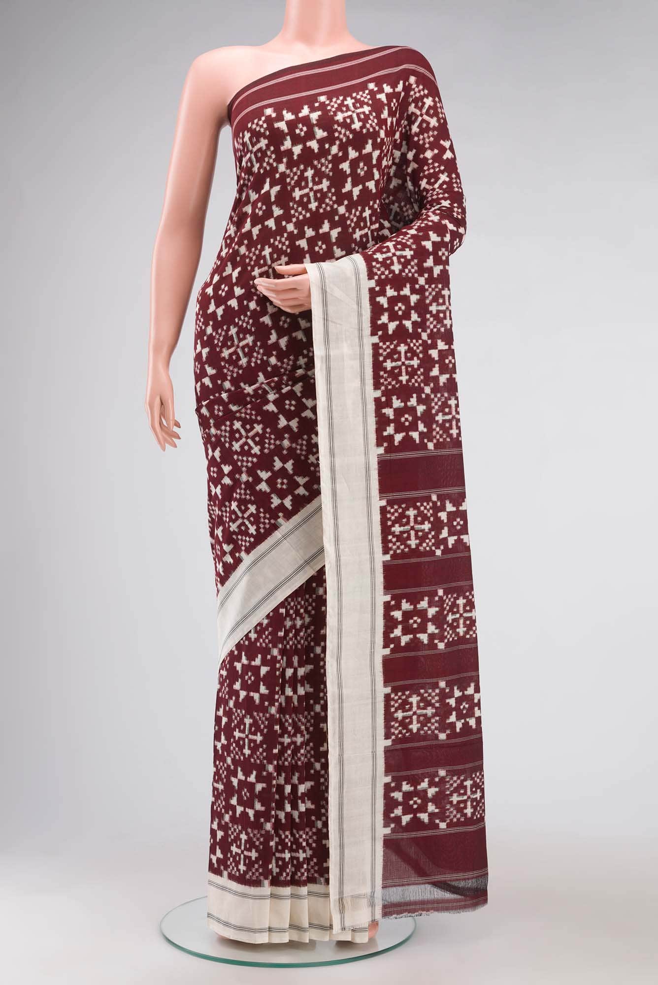 Maroon Orissa Cotton Saree
