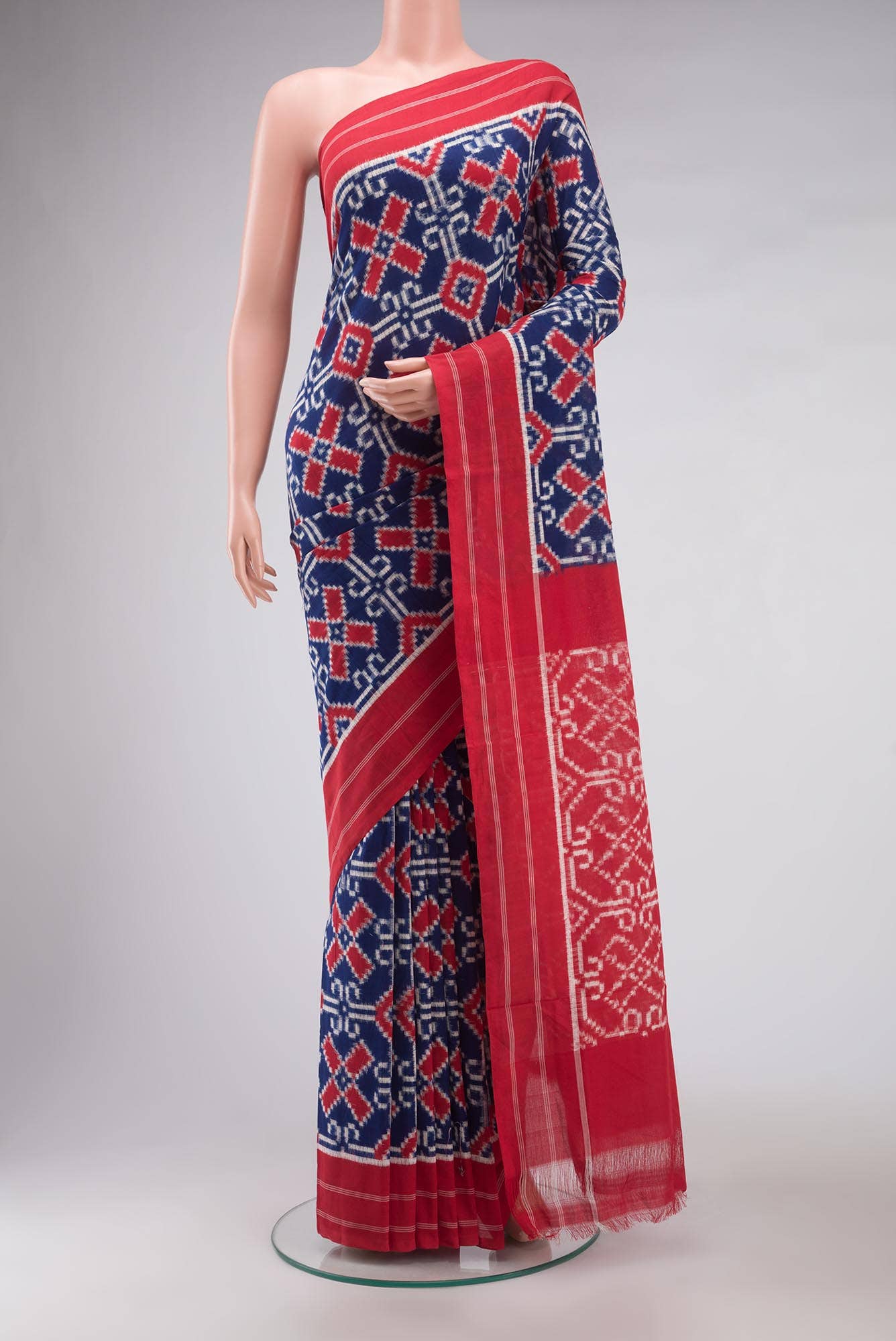 Blue Pochampally Cotton Saree
